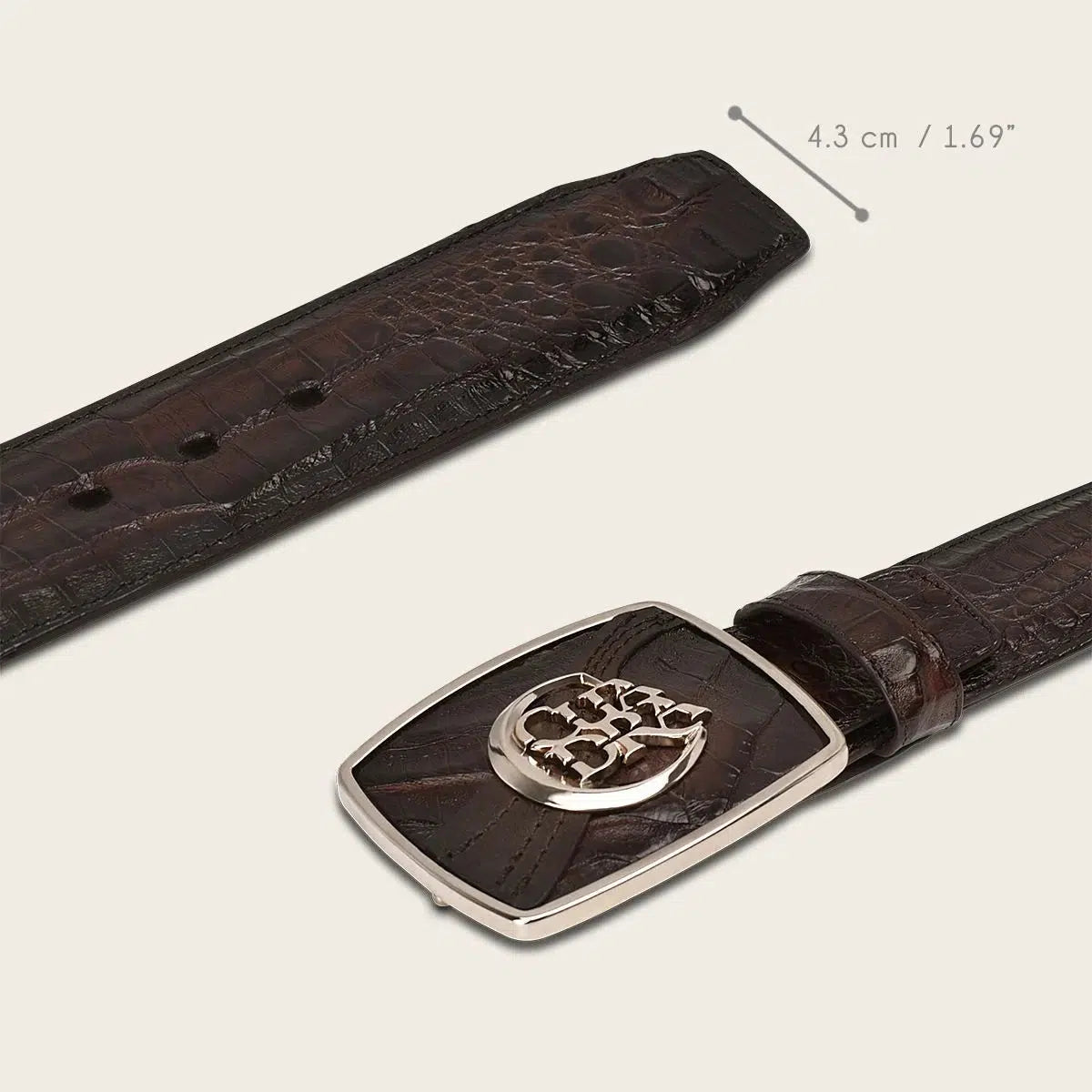 Authentic Cuadra Chocolate Western Caiman Skin Belt for Men - Stylish Cowboy Accessory for Rodeo, Ranch & Casual Wear