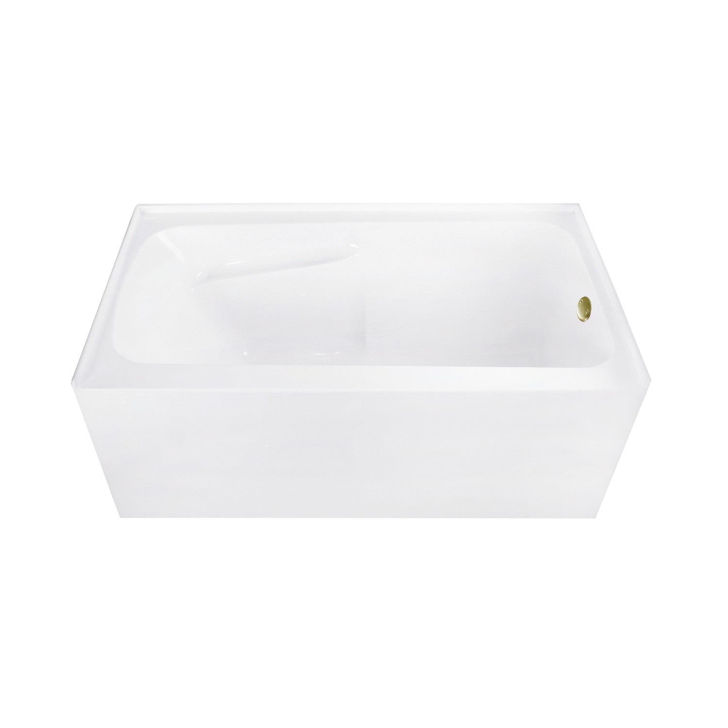 Aqua Eden 54 Inch Acrylic Rectangular 3 Wall Alcove Bathtub with Armrests - Right Hand Drain, Glossy White & Antique Brass Finish | Freestanding Soaking Tub for Modern Bathroom & Spa Relaxation