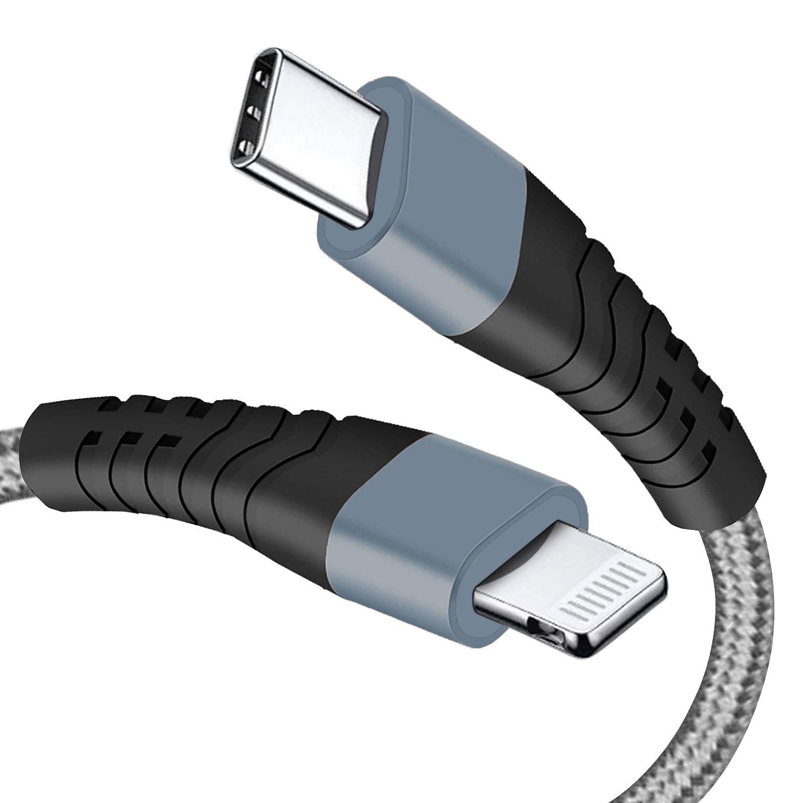 Premium 6FT USB C to Lightning Cable - MFi Certified Nylon Braided Fast Charging Cable for iPhone 12/11/XR/SE, Compatible with Type-C Chargers | Perfect for Home, Office & Travel Use