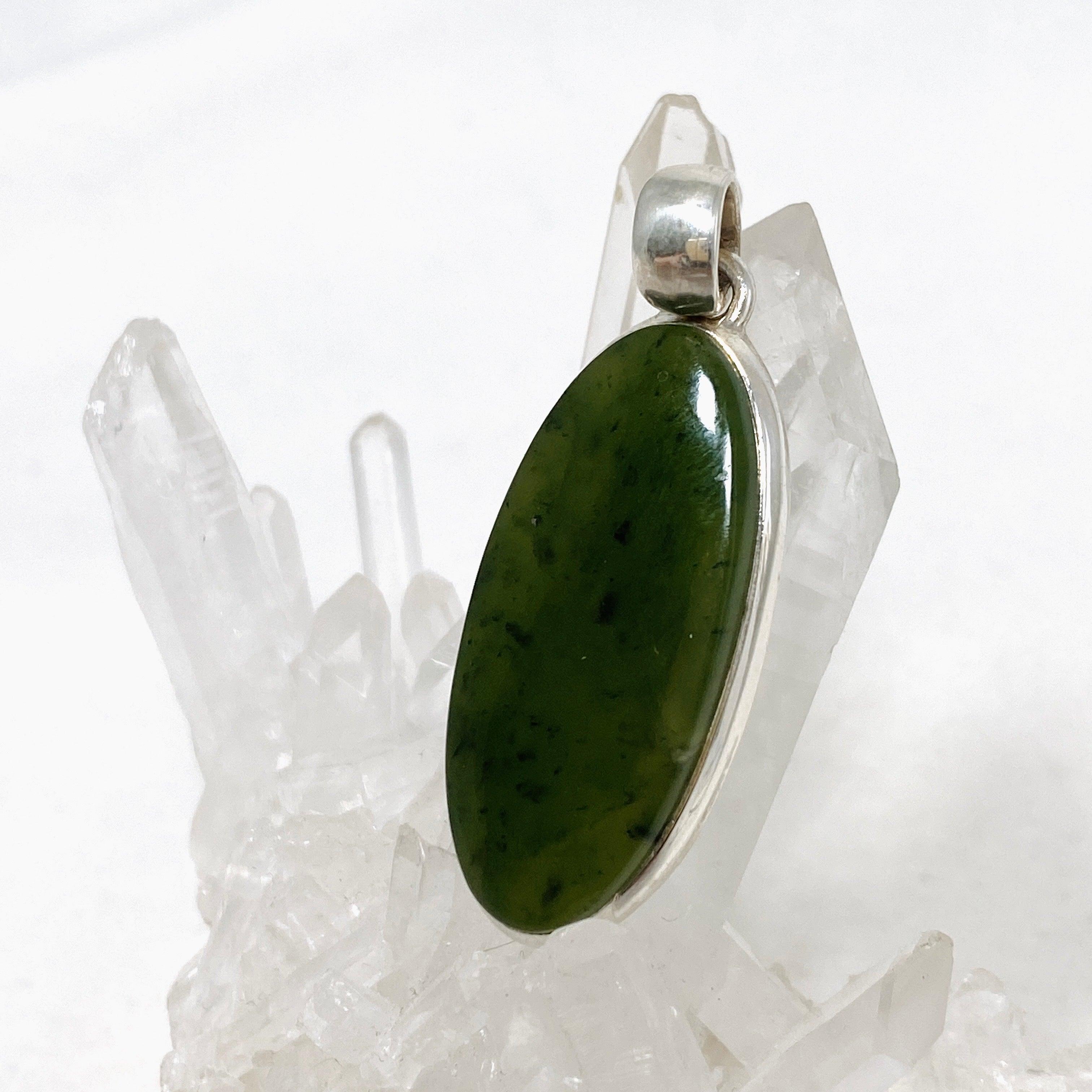 Natural Siberian Jade Nephrite Oval Pendant - Handcrafted Green Stone Jewelry for Women - Perfect for Gifts, Meditation & Spiritual Healing