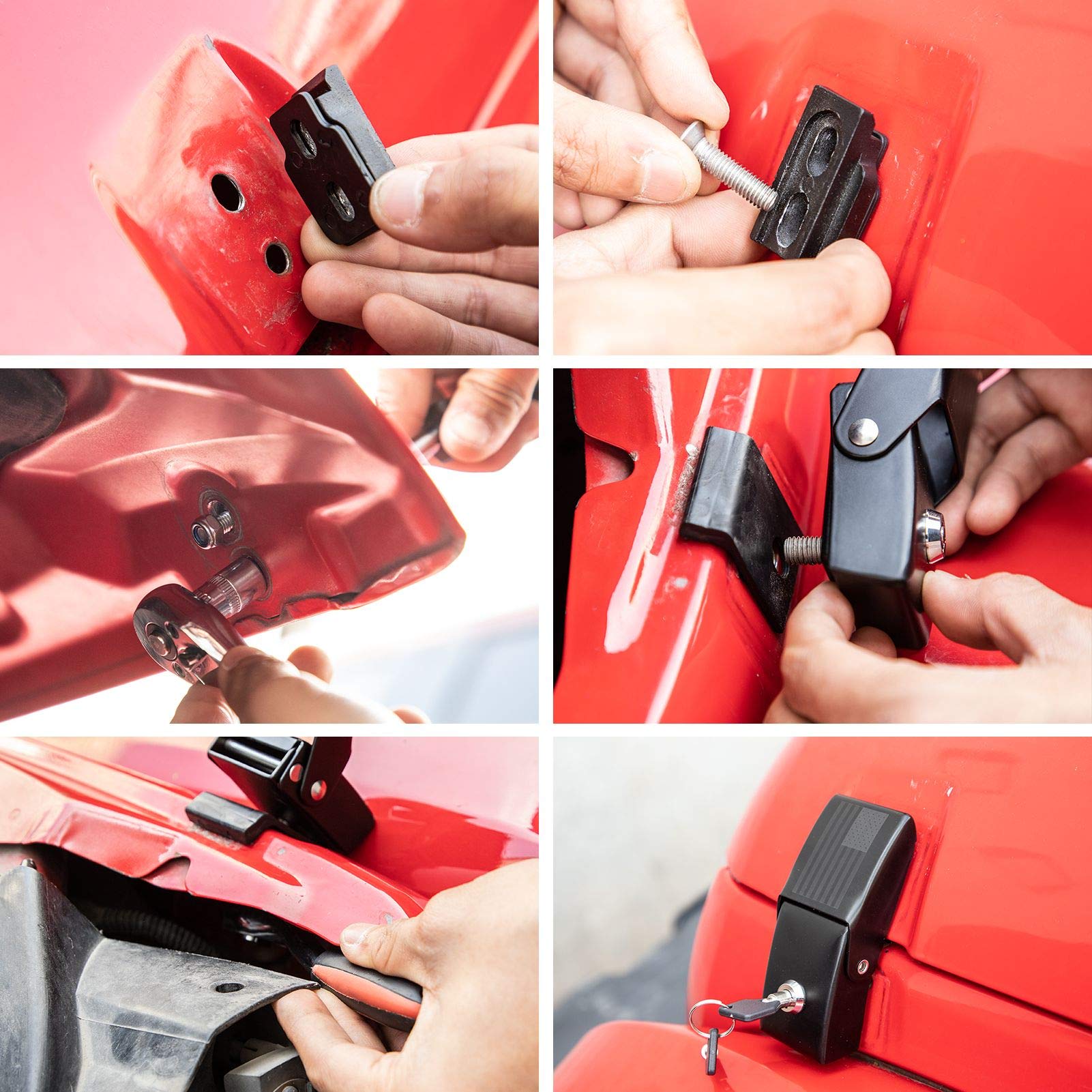 **Aluminum Alloy Hood Latches Locking Kit for 2007-2018 Jeep Wrangler JK/JKU & 2018-2025 JL/JLU/Gladiator JT - Secure Off-Road & Adventure Protection**