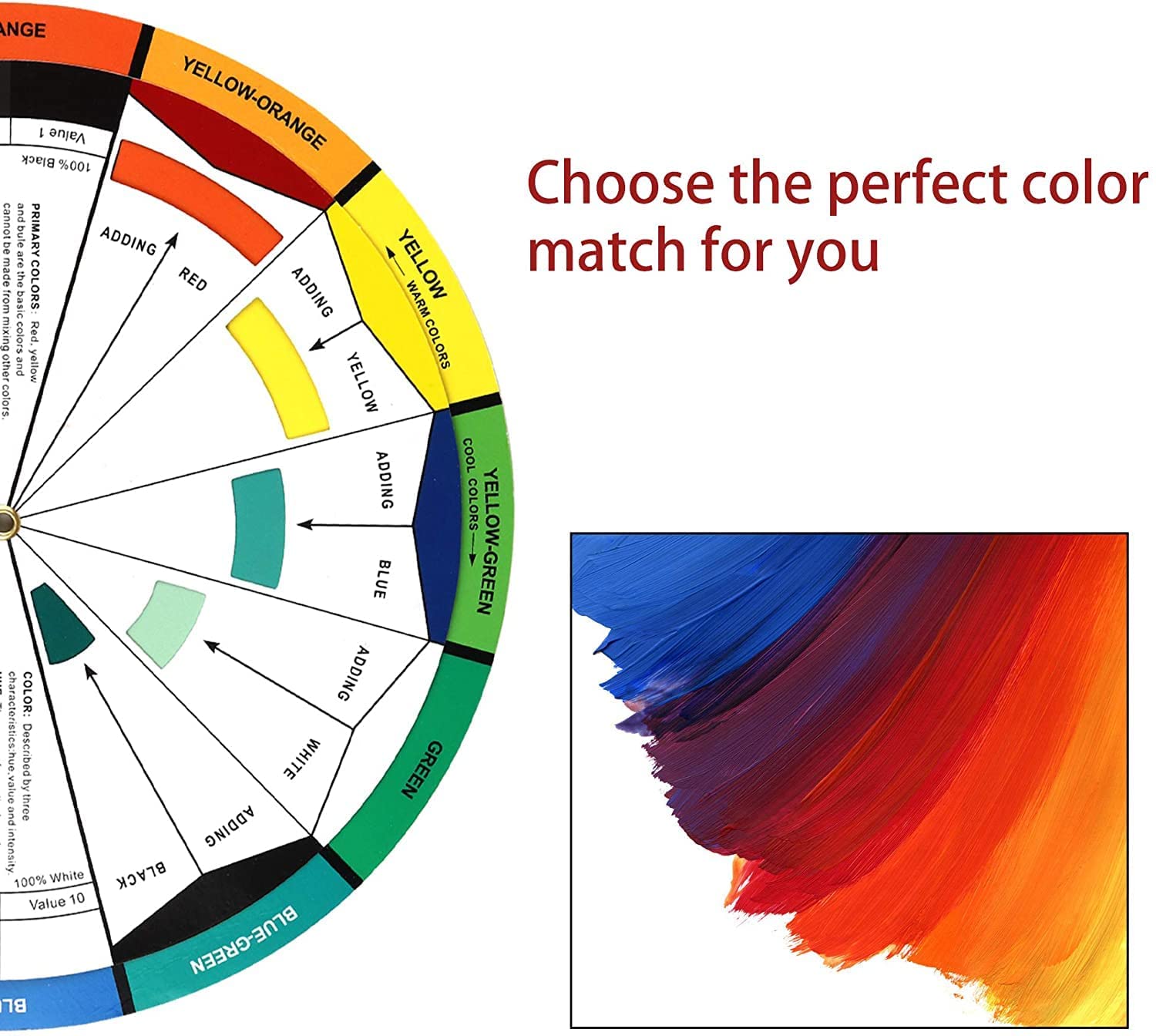 AmigozZ Color Mixing Guide Card - Essential Color Wheel & Relationships Chart for Students, Artists & Designers - Perfect for Painting, Drawing & Graphic Design (1pc)