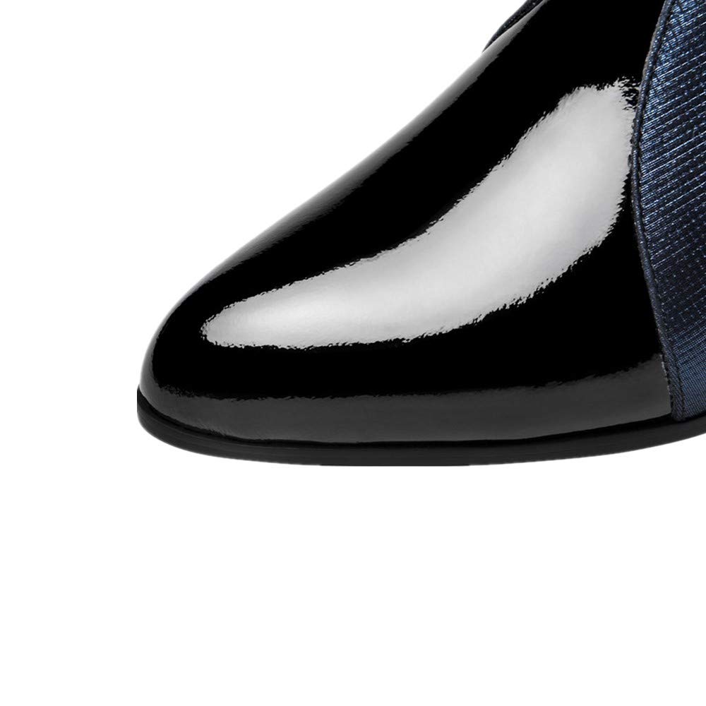 TinaCus Women's Fashion Patent Leather Pointed Toe Ankle Boots with Bowknot & Back Zipper - Chunky Low Heel Dress Shoes for Work, Party & Casual Outfits
