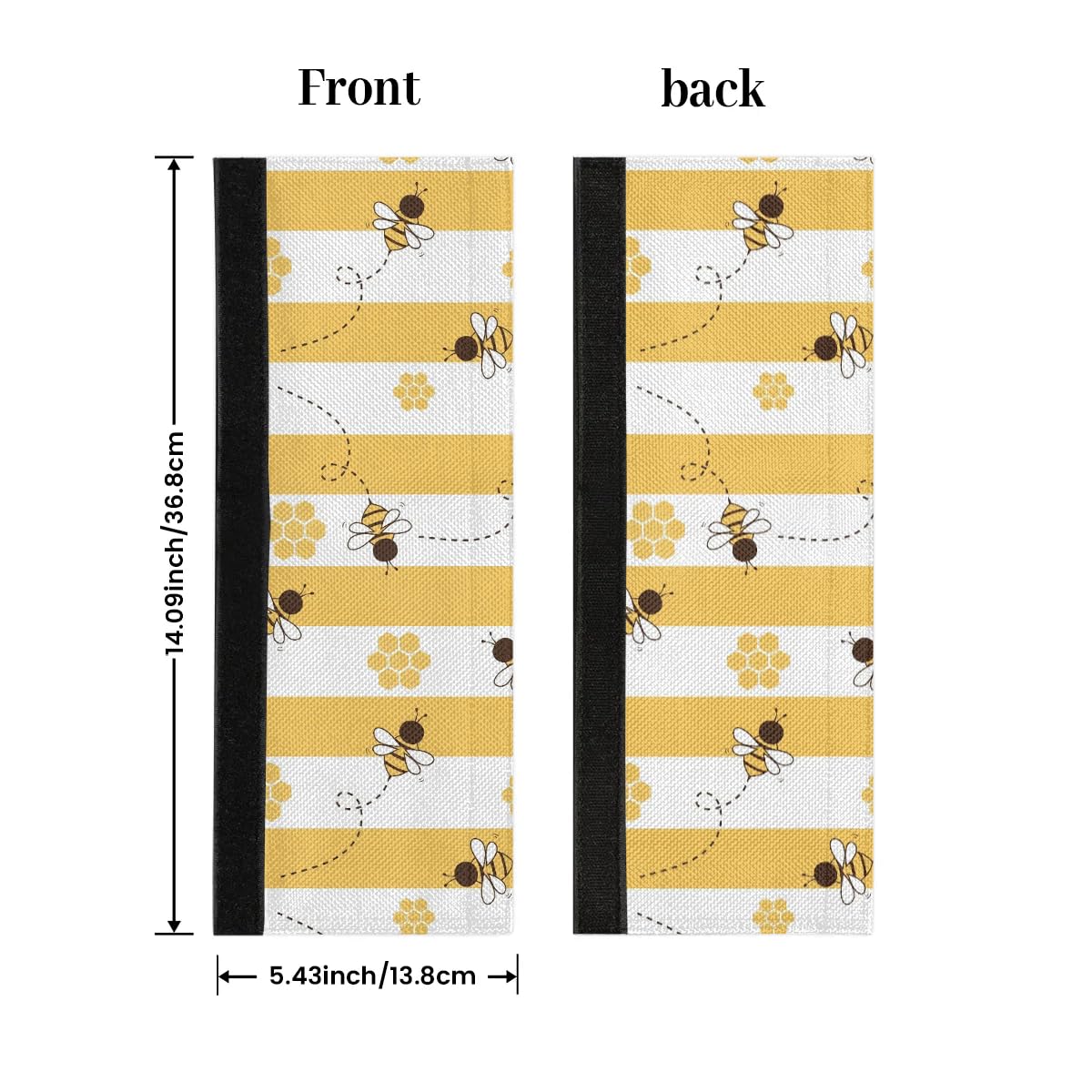 Striped Bee Refrigerator Door Handle Covers Set of 2 - Washable Kitchen Appliance Handle Protectors for Fridge, Microwave, Dishwasher & Oven - Food & Oil Stain Resistant - Perfect for Modern Kitchens & Home Decor
