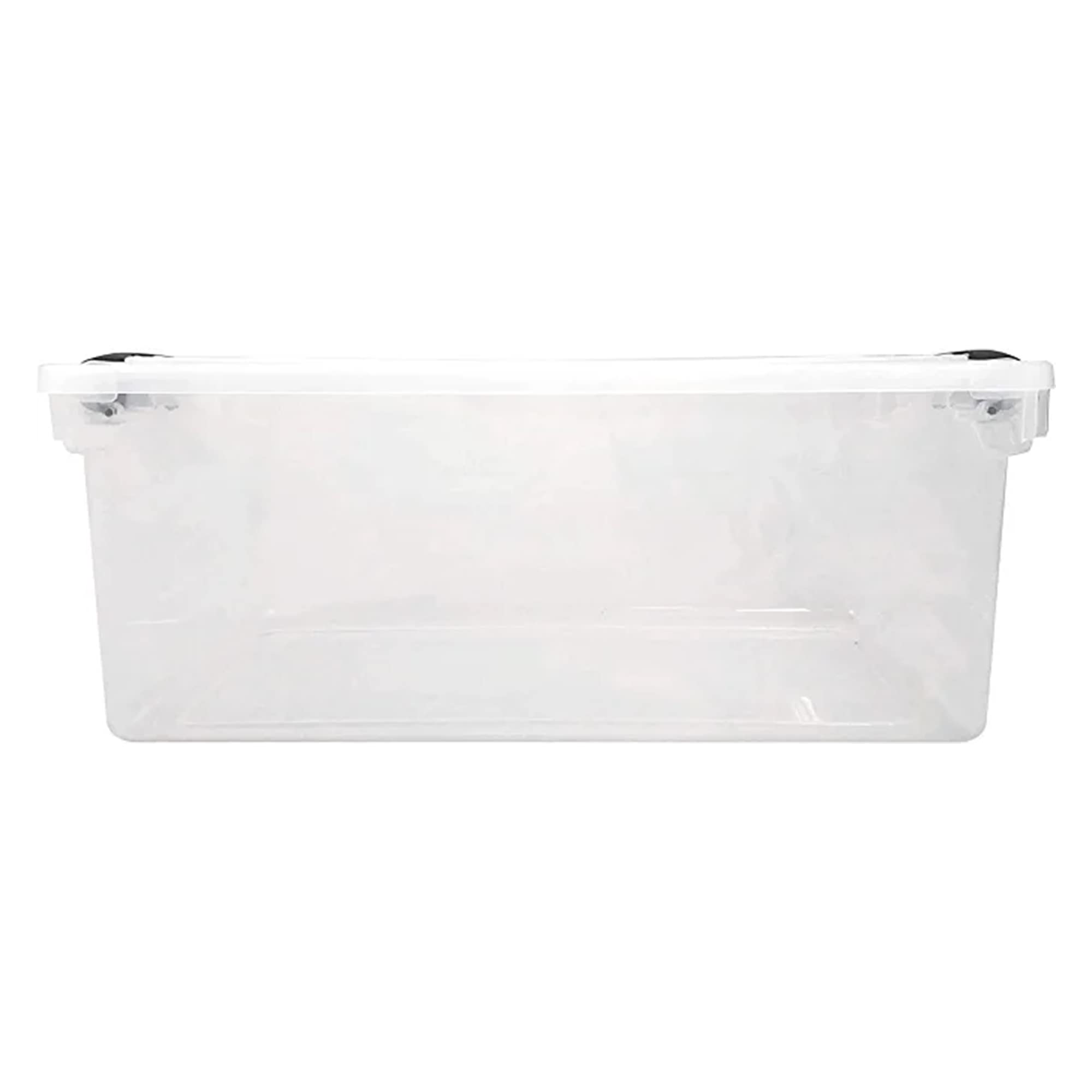 HOMZ 8-Pack 64 Quart Clear Plastic Storage Bins with Secure Gray Latches - Stackable Organizer Containers for Home, Office, Closet & Garage Organization