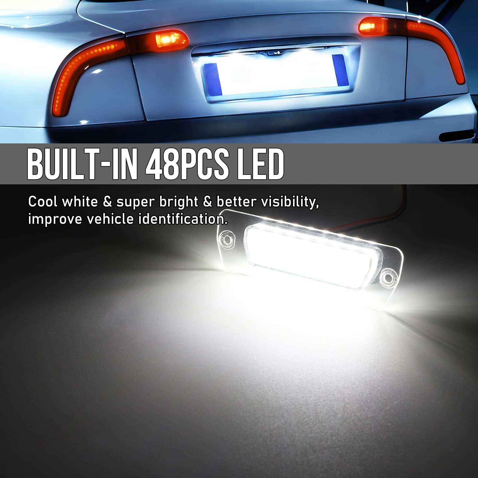 **OPP ULITE 48-LED Cool White 6000K License Plate Light for Maserati Coupe 4200/GT (2001-2007), GranTurismo (2007+), GranCabrio (2010+) – Plug & Play, 2-Pack (PZ215-USA) – Perfect for Night Driving & Enhanced Style**