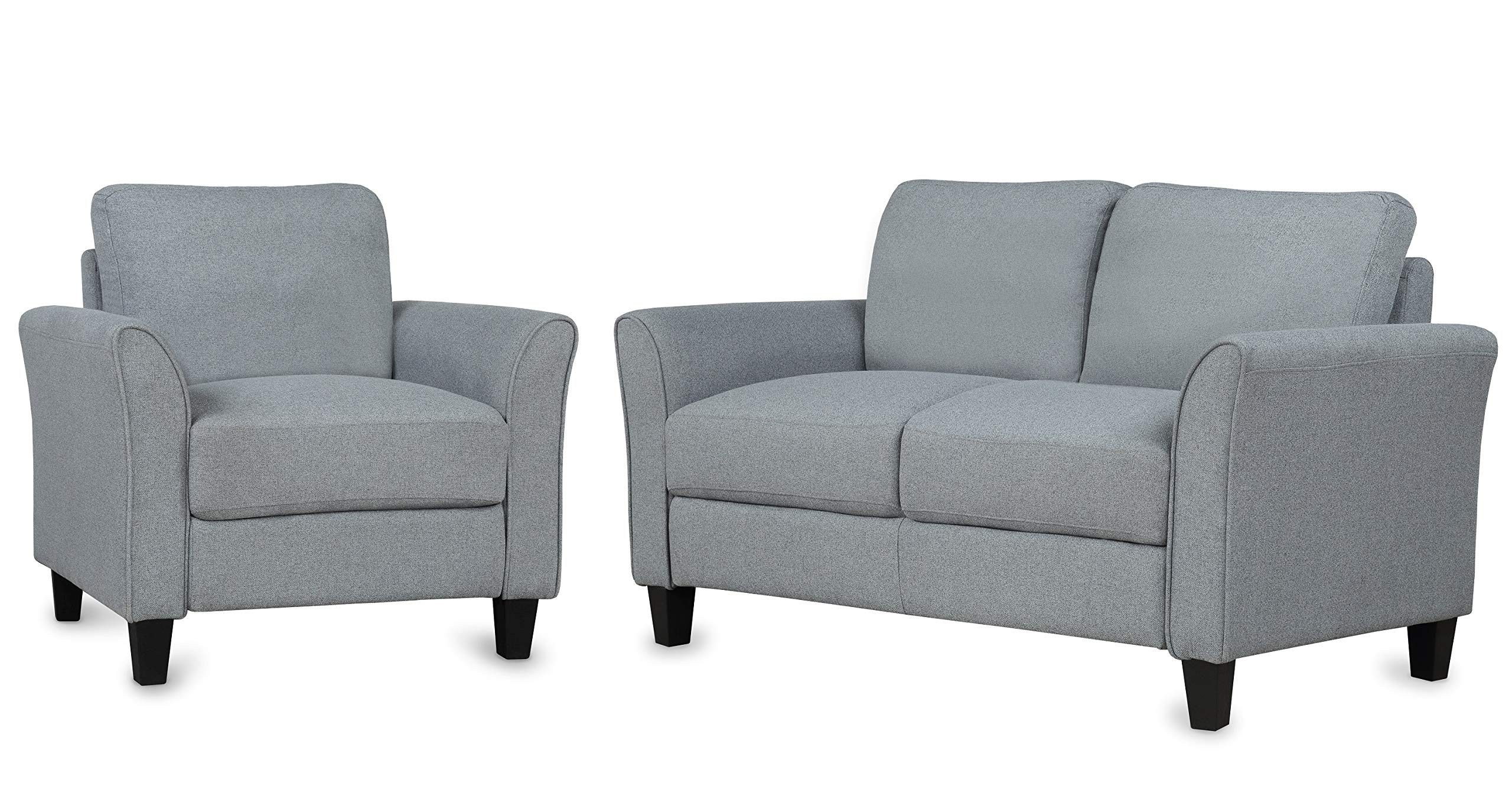 Danxee 2-Piece Gray Sectional Sofa Set - Modern Living Room Furniture with Loveseat & Armchair, Comfortable L-Shaped Couch for Small Space, Apartment, Home Theater and Family Room Decor