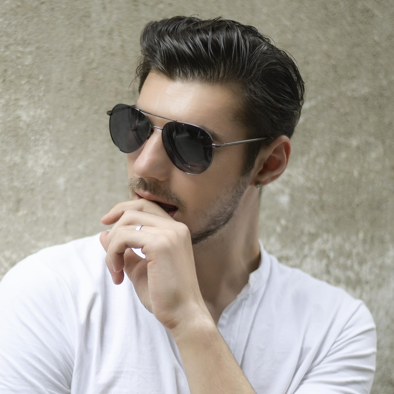 SUNGAIT Polarized Aviator Sunglasses for Men - Military Style, 100% UV400 Protection - Perfect for Driving, Outdoor Sports & Fashion Accessories