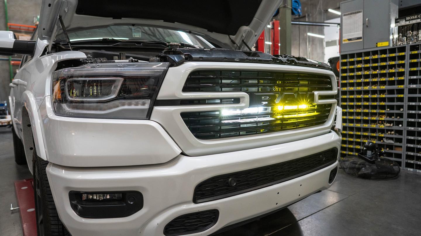 2019-2025 Ram 1500 SDHQ Built Behind the Grille LED Light Bar Mount Kit - Off-Road Lighting Upgrade for Enhanced Night Visibility