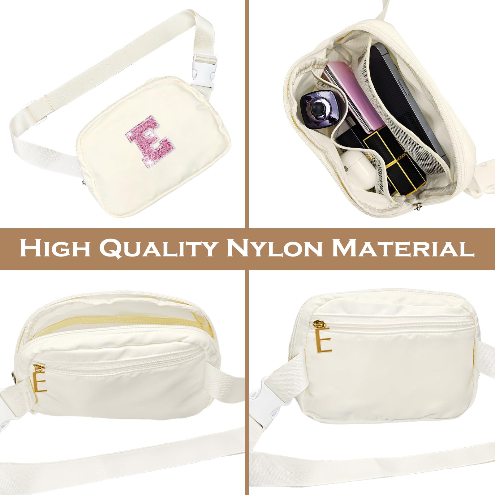 Personalized Initial Belt Bag for Women & Girls - Custom Monogram Fanny Pack with Adjustable Strap, Fashion Crossbody Waist Bag - Perfect for Travel, Gym, Running, Concerts & Everyday Use