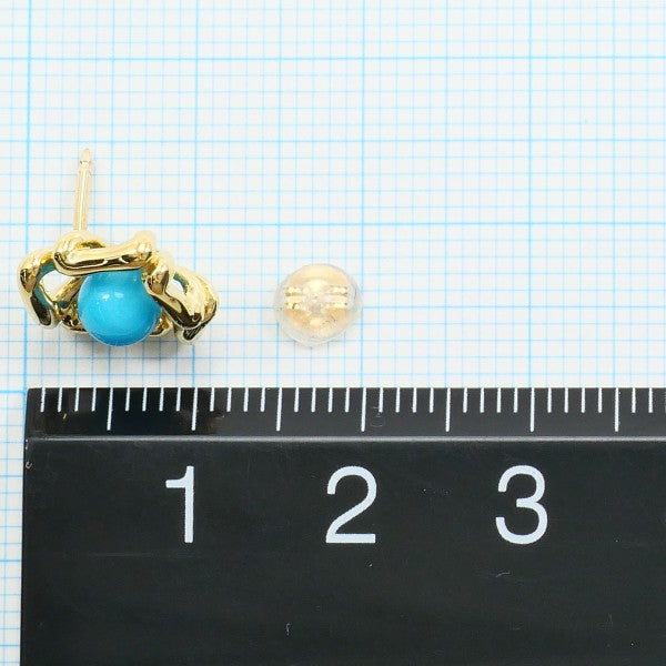 18K Yellow Gold Turquoise Stud Earrings for Women - Handmade Dainty Jewelry Gift for Birthday, Anniversary & Everyday Wear
