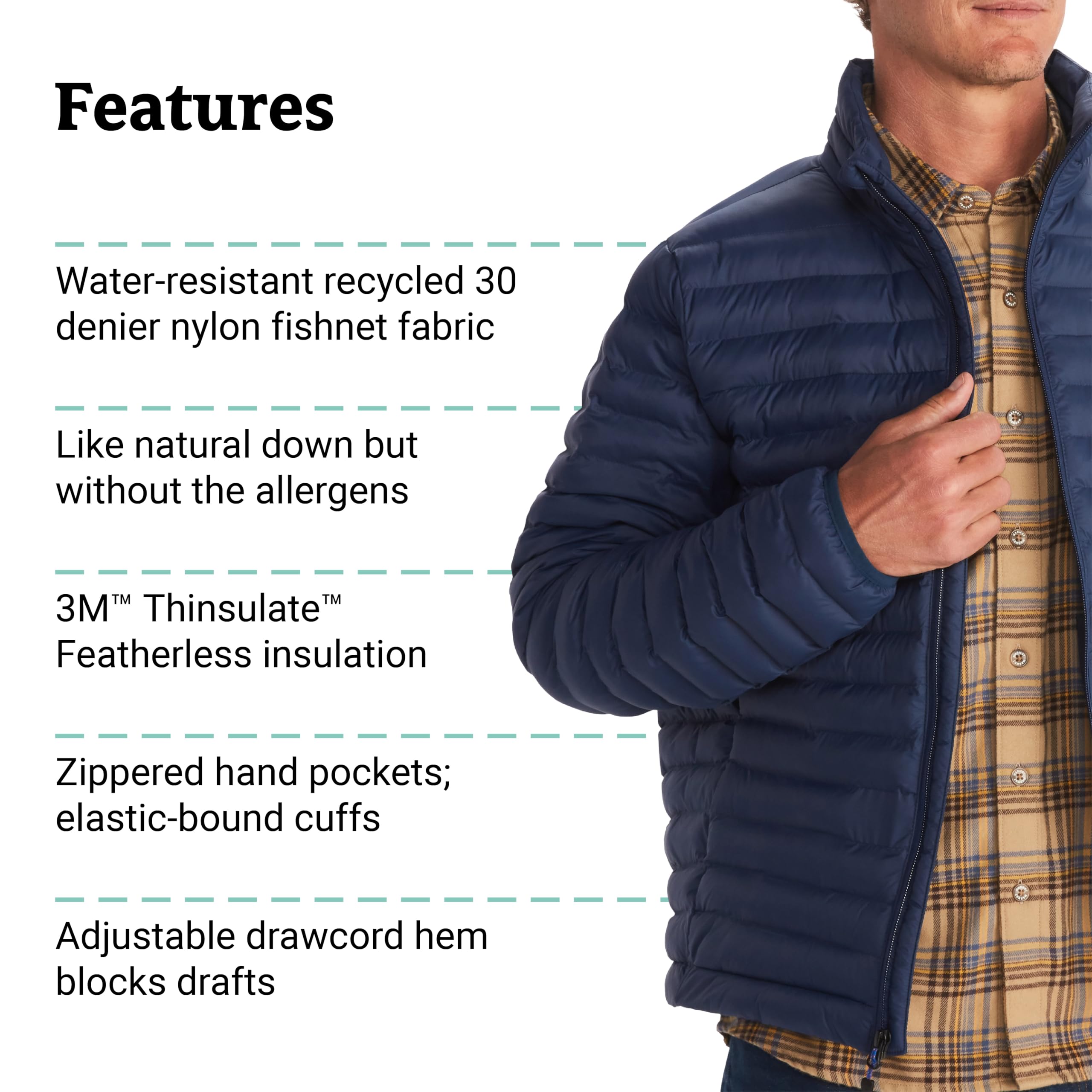 MARMOT Men's Echo Featherless Jacket - Lightweight Down Alternative Puffer Coat for Hiking, Camping & Winter Outdoor Activities