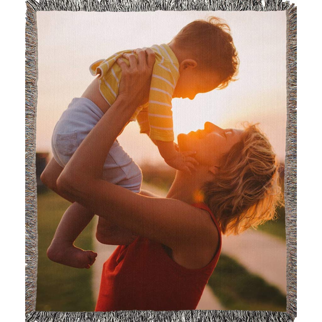 **Personalized Photo Blanket - Custom Woven Throw with Your Picture - 100% Soft Cotton - 50
