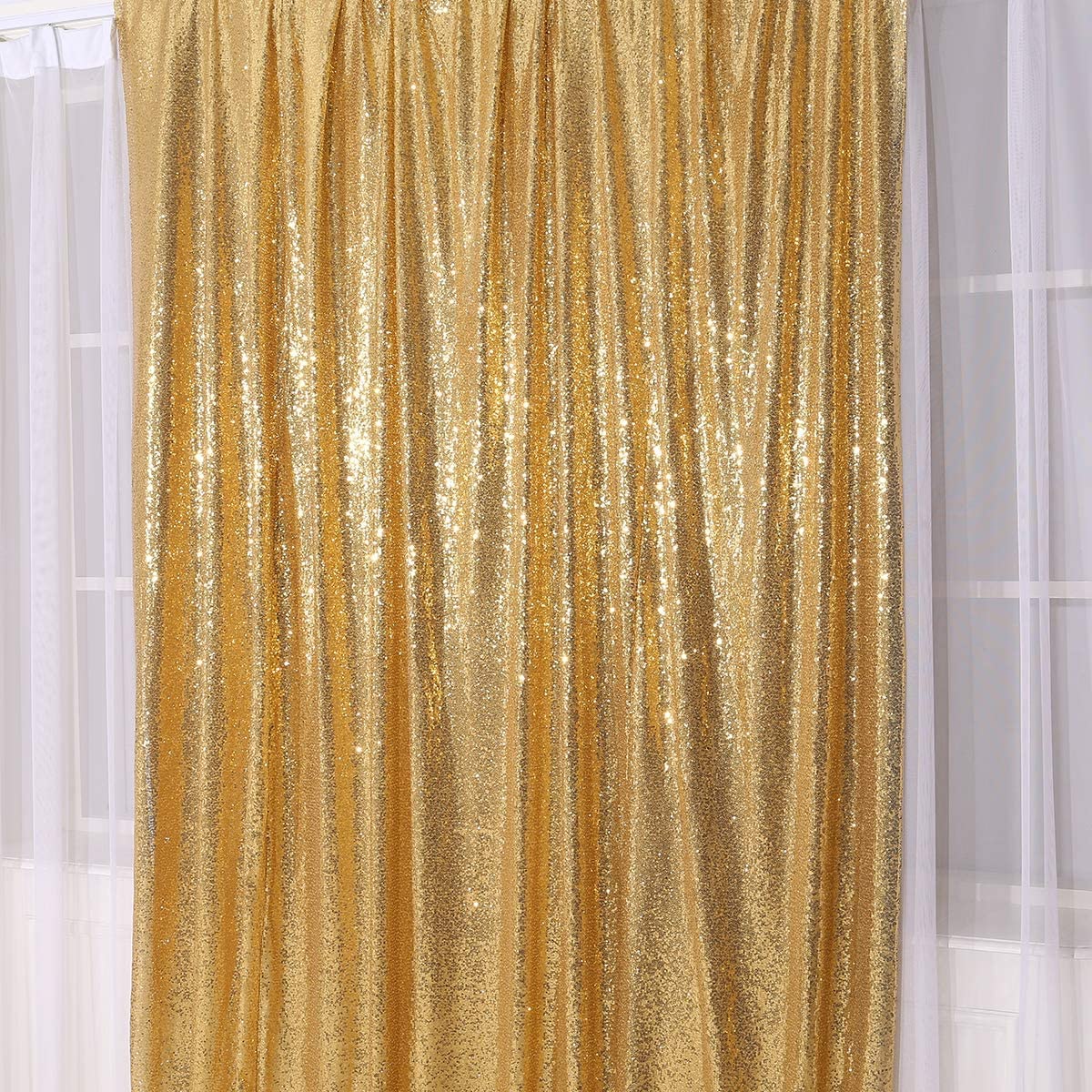 Sparkly Gold Sequin Backdrop 6x8ft for Wedding & Party Decor