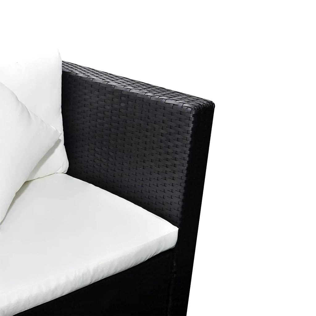 4-Piece Black Poly Rattan Garden Lounge Set with Cushions - Outdoor Patio Furniture for Porch, Deck, Lawn & Backyard - Perfect for Relaxing & Entertaining