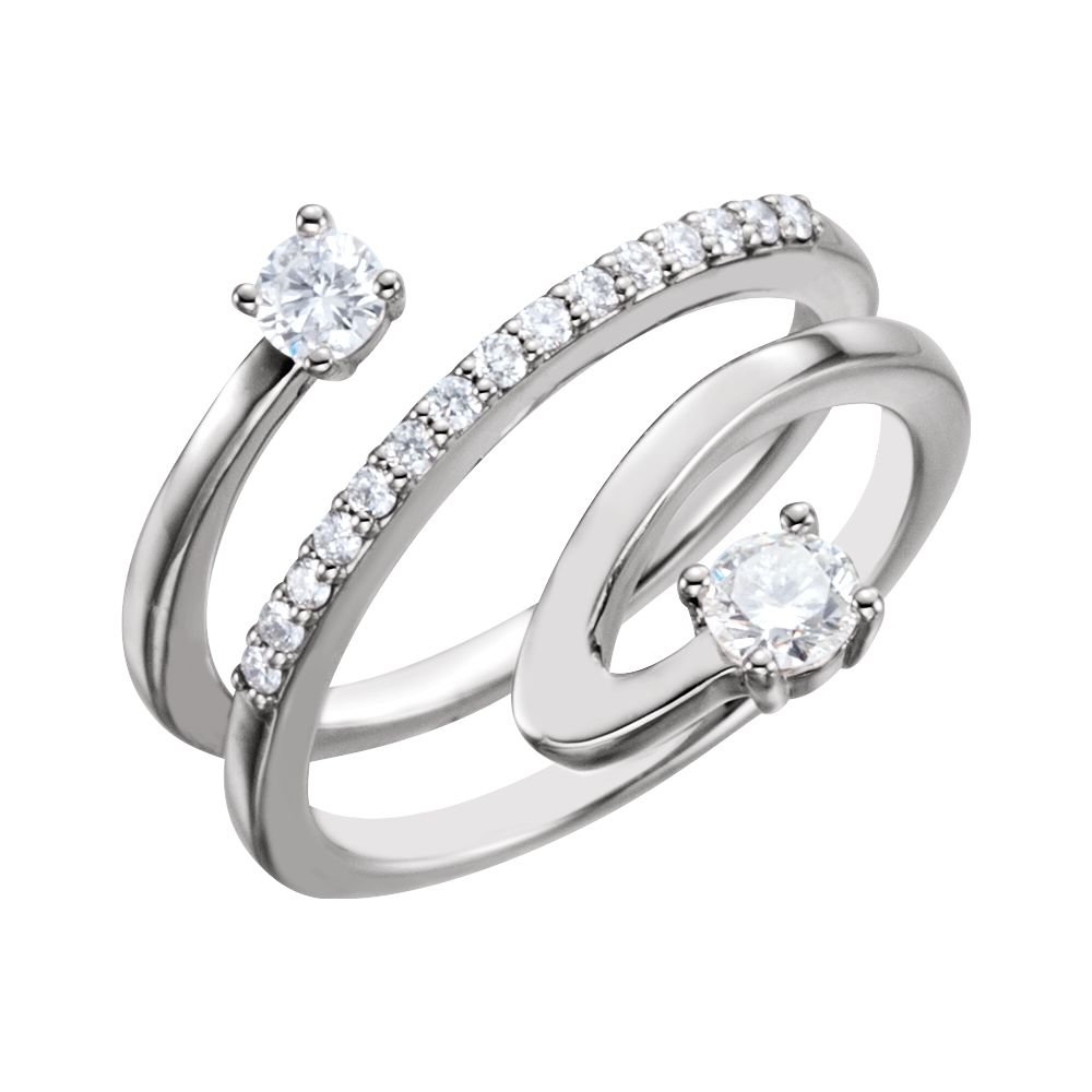 14K White Gold 1/3 CTW Diamond Spiral Wrap Ring for Women - Size 7 | Elegant Jewelry Gift for Anniversary, Valentine's Day & Special Occasions | Jewels By Lux