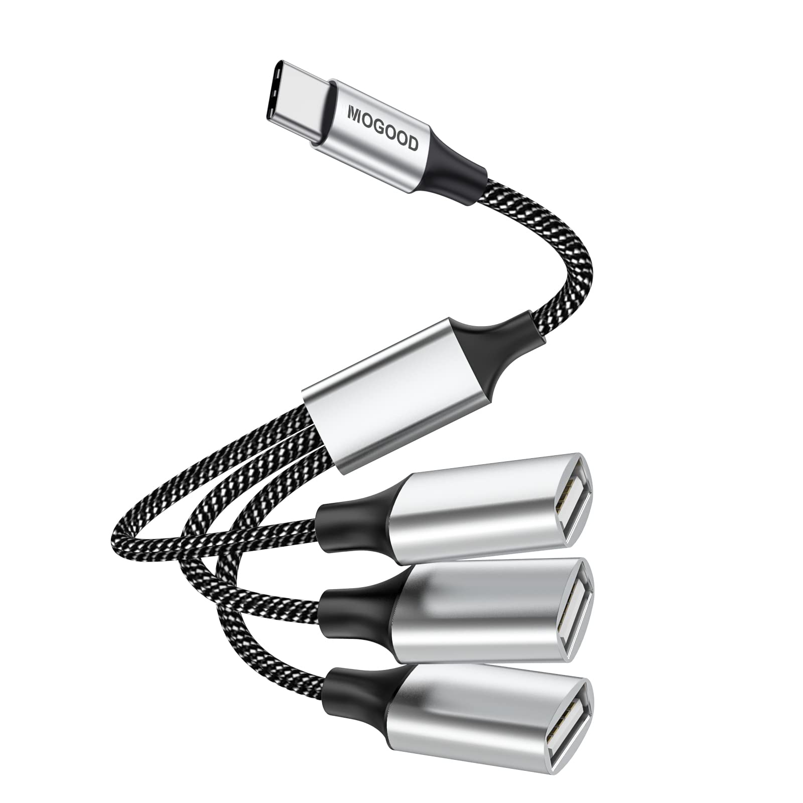 USB C Male to 3 USB Female Splitter Cable - Type C to Triple USB 2.0 Port Hub for Charging & Data Transfer - Compatible with MacBook, iPad Pro/Air, Surface Go, Laptops & PCs - Perfect for Office, Travel & Multi-Device Charging