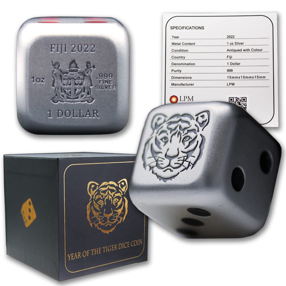 2022 1 oz Silver Year of the Tiger Coin - BU Brilliant Uncirculated with Mint Box & COA | Limited Edition Collectible for Chinese New Year Gifts & Investment