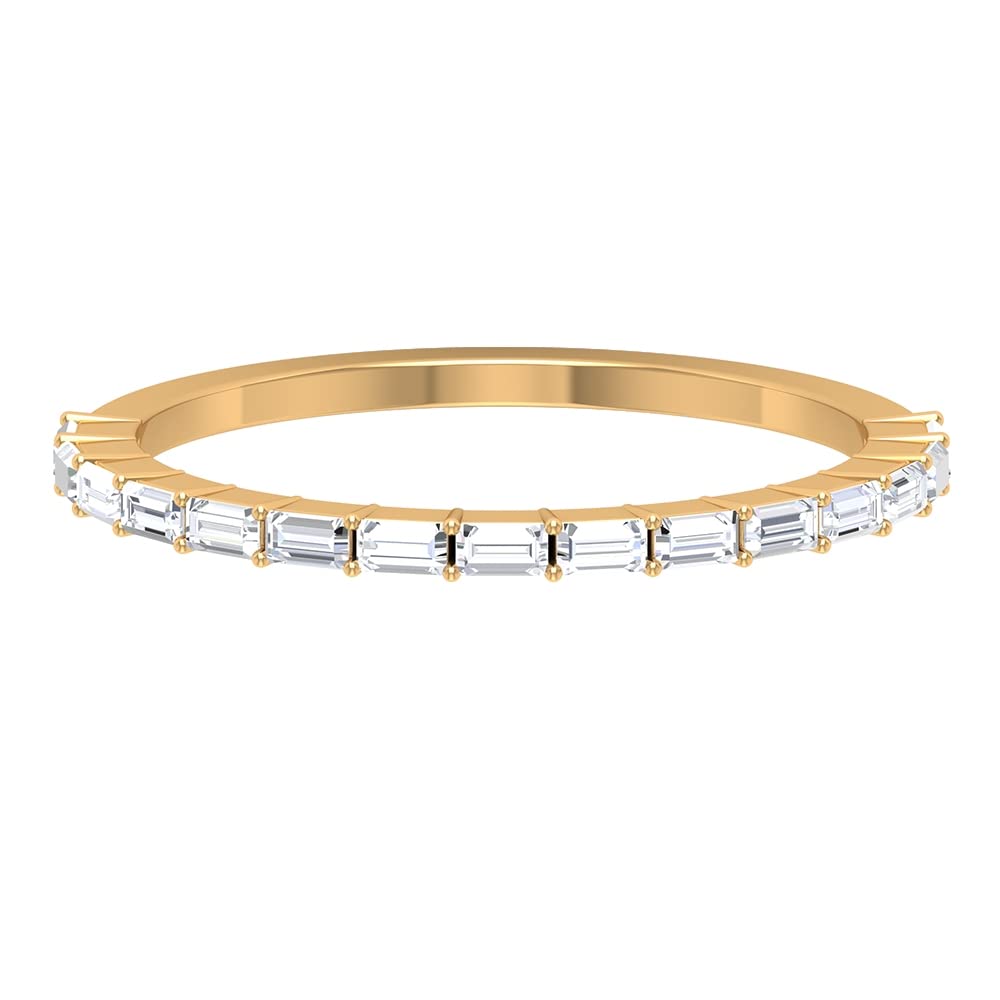 14K Solid Gold Moissanite Half Eternity Ring - Baguette Cut Wedding Band, Durable & Hypoallergenic Jewelry for Engagement, Anniversary or Special Occasion Gift