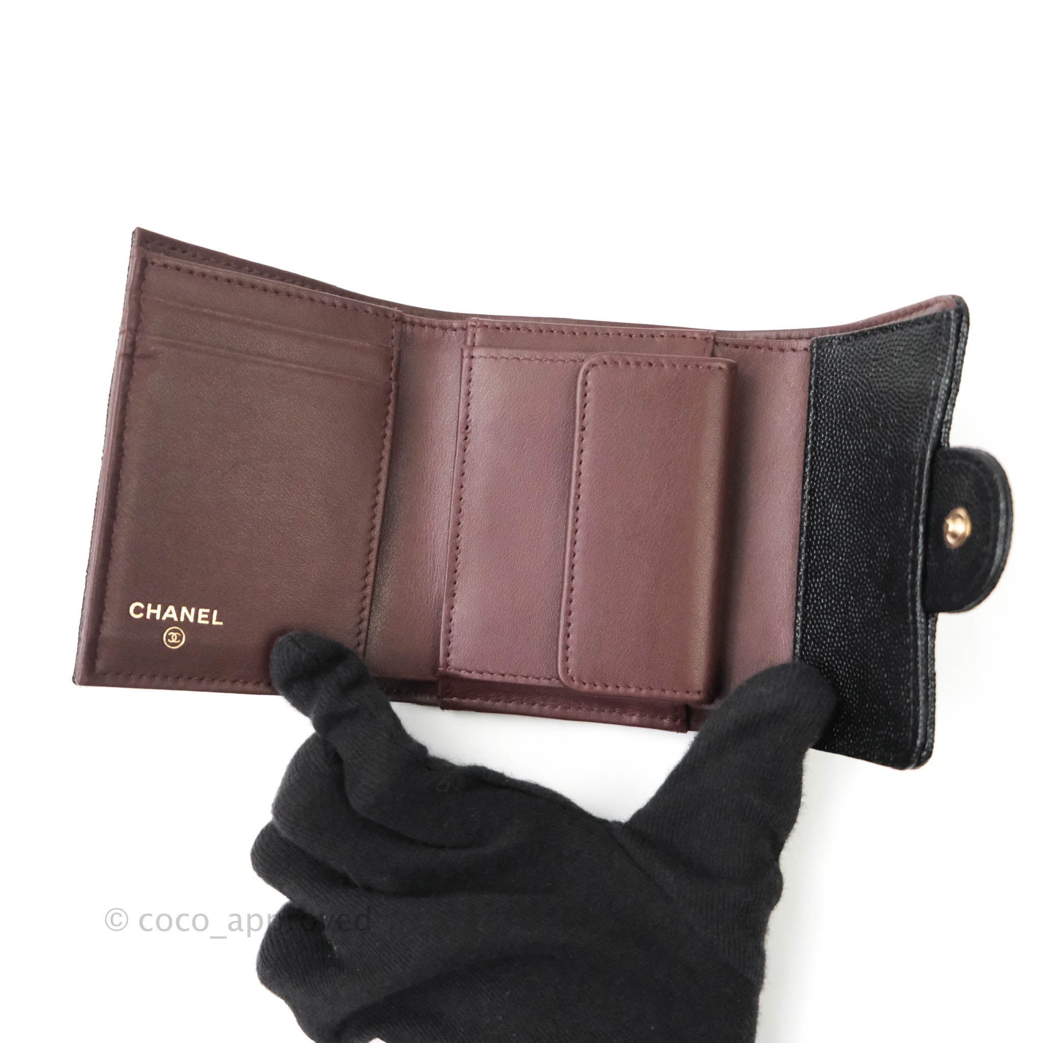 Chanel Classic Flap Small Wallet in Black Caviar Leather with Gold Hardware - Luxury Women's Accessory for Everyday Use & Special Occasions