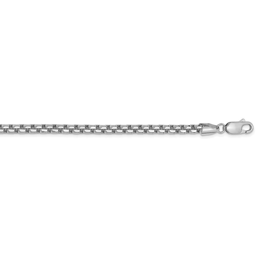 14K White Gold 3.6mm Round Box Chain Bracelet with Secure Lobster Clasp - Elegant Jewelry for Women, Perfect for Daily Wear, Gifts & Special Occasions