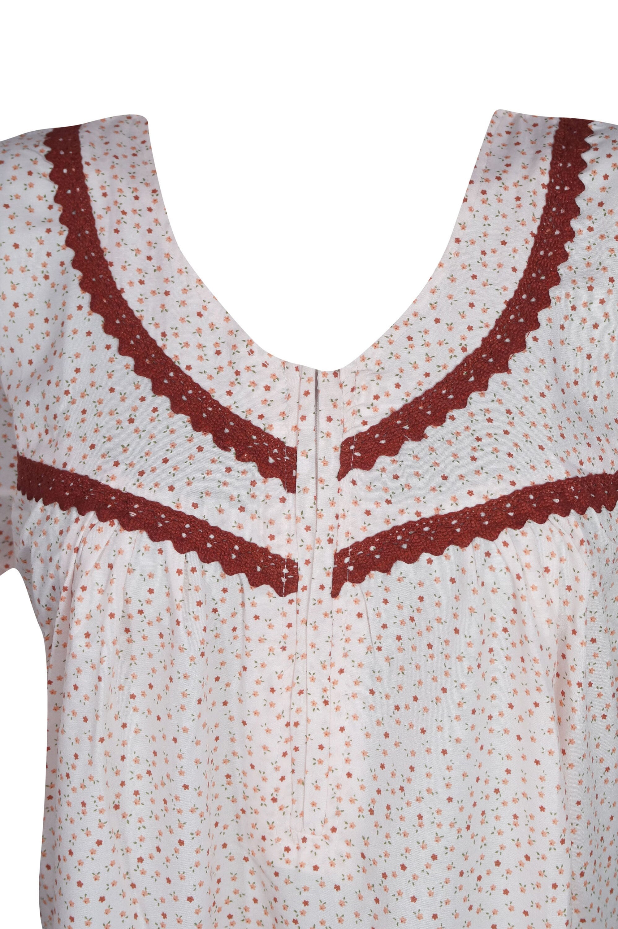Light Pink Floral Printed Nightgown Caftan Dress - XL Size | Comfortable Sleepwear & Loungewear for Women | Perfect for Bedtime, Spa Days, and Summer Evenings