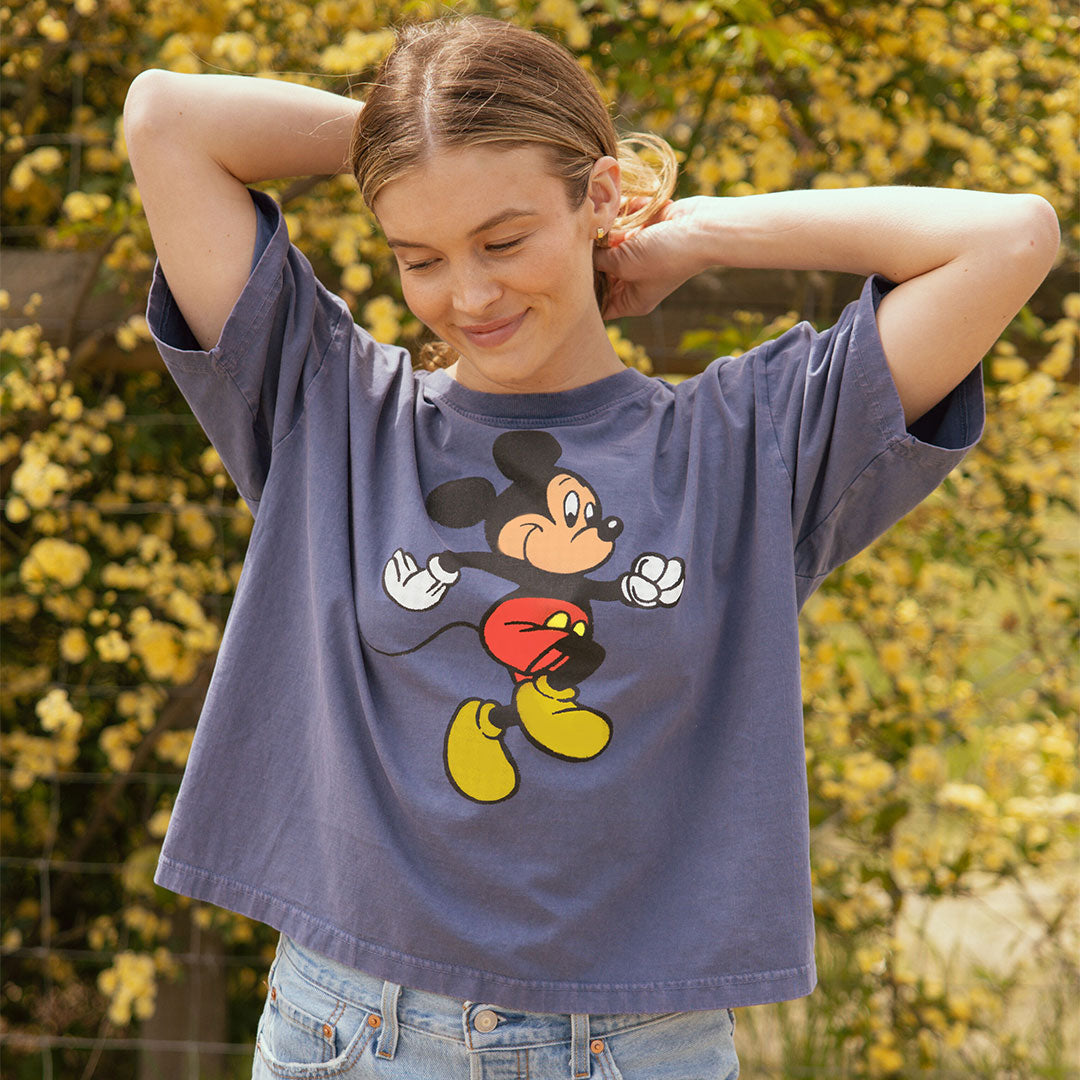 Disney Mickey Mouse Oversized T-Shirt for Women & Men - Soft Cotton Blue Graphic Tee - Casual Wear, Lounge, Gifts for Disney Fans