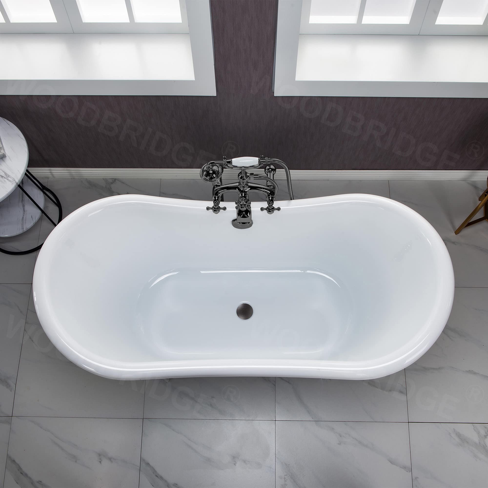 WOODBRIDGE BTA1540-ORB Freestanding Bathtub with Feet & Drain in Oil Rubbed Bronze - Perfect for Modern Bathroom & Spa Retreat