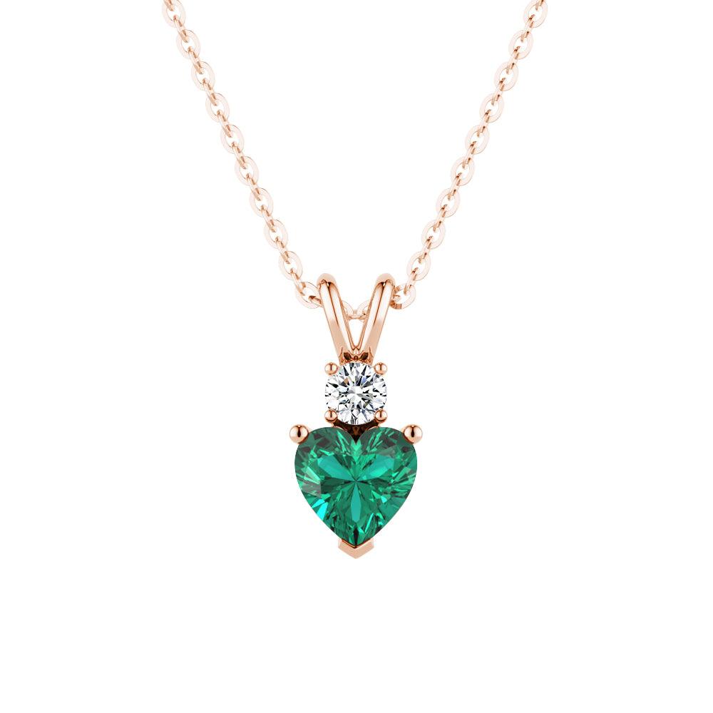 1.8 Carat Heart Emerald Solitaire Pendant with White Sapphire Accents - Elegant Jewelry Gift for Valentine's Day, Anniversary & Special Occasions