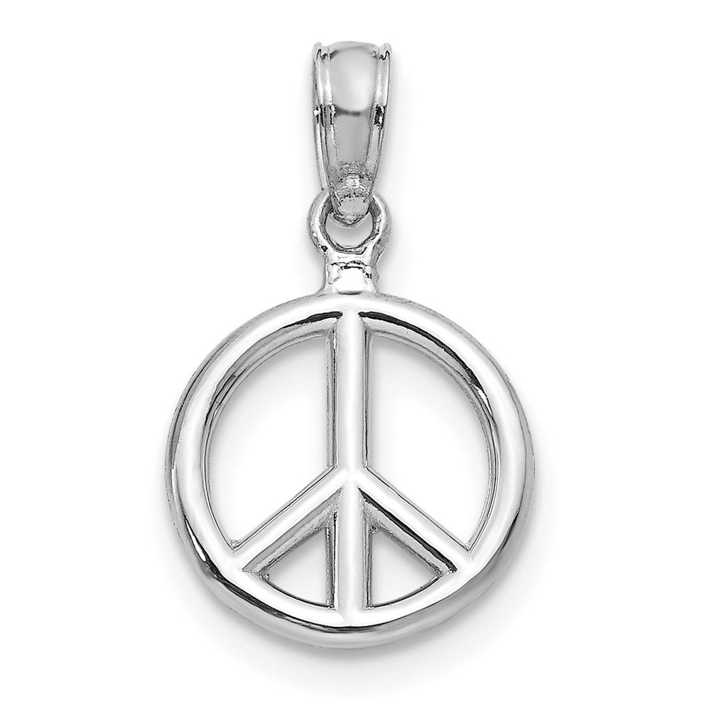 14K White Gold Small Charm Pendant with High Polish 3D Peace Symbol - Perfect for Necklaces, Bracelets & Meaningful Jewelry Gifts