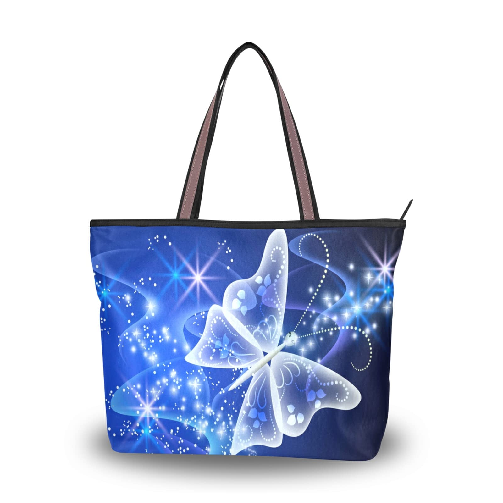 Stylish Blue Butterfly Tote Bag for Women - Reusable Shoulder Handbag, Fashionable Beach Bag & Travel Tote - Perfect for Shopping, Beach Outings & Daily Commute