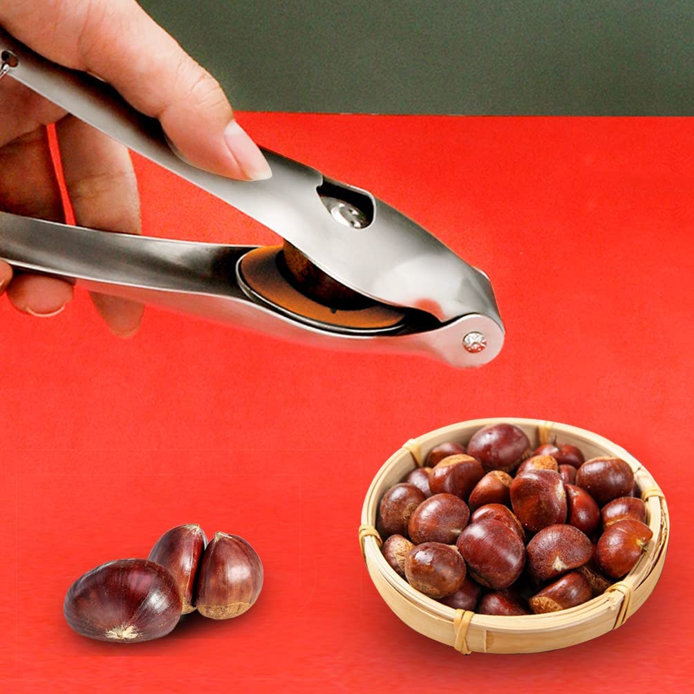 Premium Stainless Steel Chestnut Cutter & Nut Cracker Tool - Quick Open Chestnuts, Walnuts, Hazelnuts - Multi-Functional Kitchen Gadget with Bottle Opener for Baking, Camping & Holiday Cooking