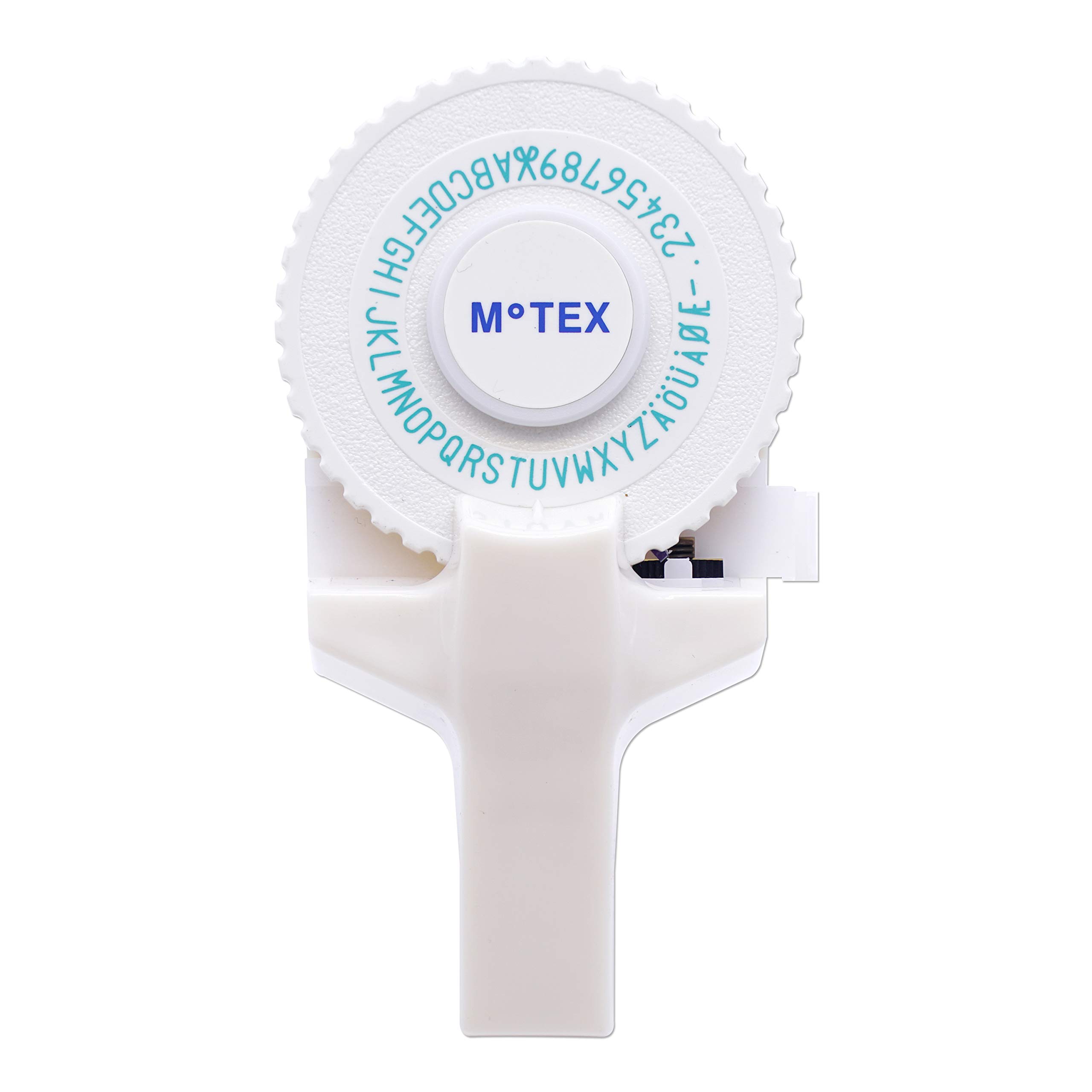 Motex E-101 Manual Embossing Label Maker - Handheld Labeling Tool with 1 White Wheel - Perfect for Office, Home Organization & Craft Projects
