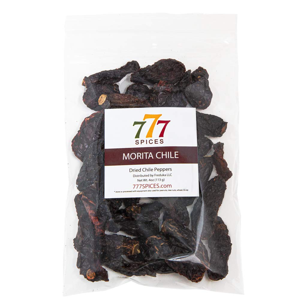 Authentic Mexican 4oz Morita Chipotle Dried Whole Chile Peppers - Spicy Chili Pods for Cooking, Heat-Sealed Resealable Bag - Perfect for Tacos, Salsas, and BBQ Rubs