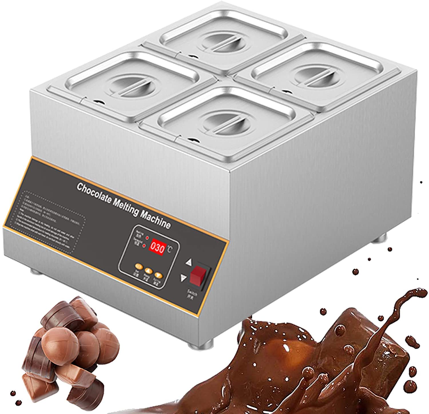 Commercial Electric Chocolate Melting Pot - 12kg Digital Tempering Machine with Stainless Steel Tank for Candy Making, Baking & Dessert Preparation