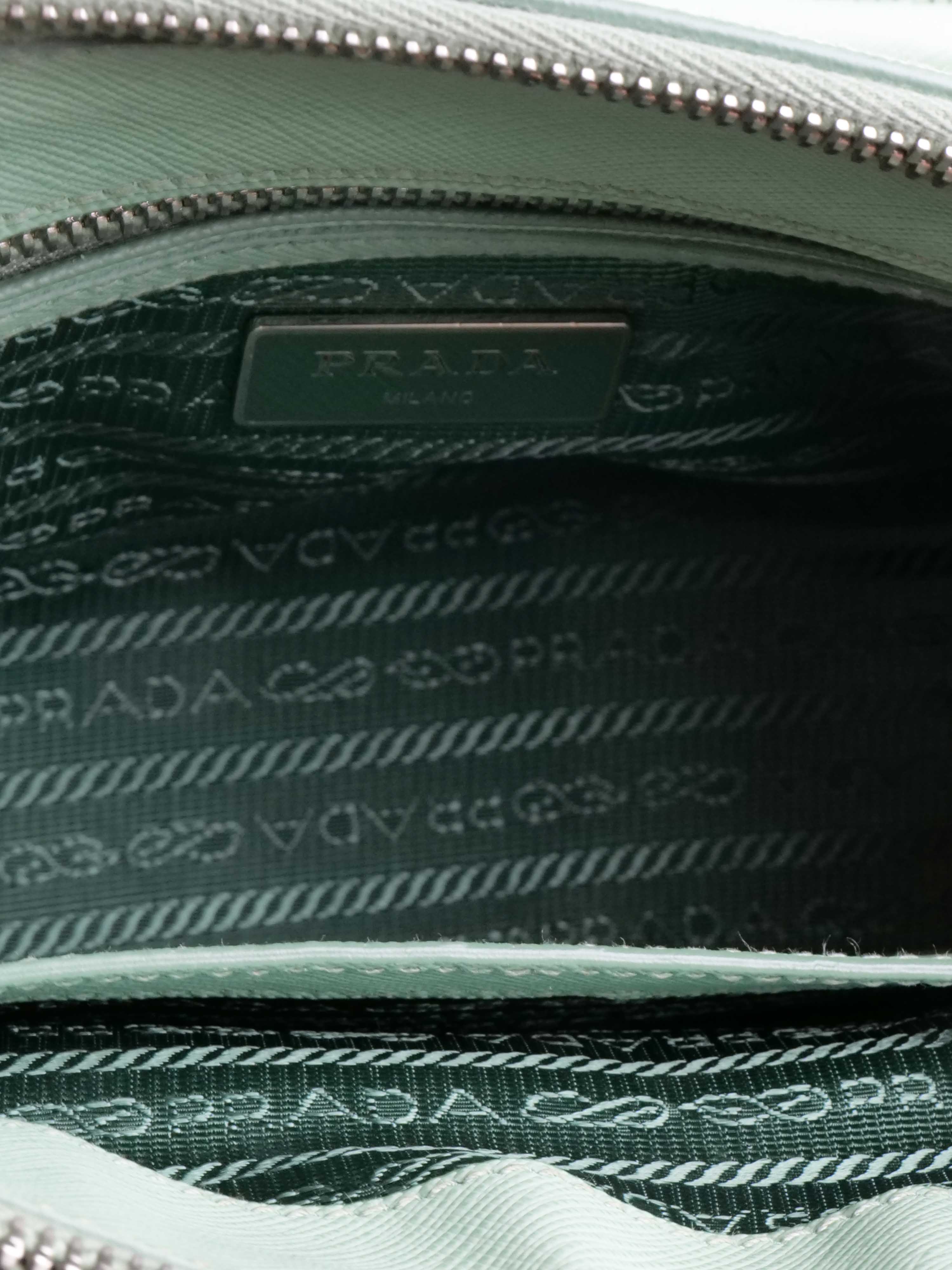 Prada Mint Green Saffiano Leather Double Zipper Small Tote Bag for Women | Luxury Designer Handbag for Work, Travel & Everyday Use