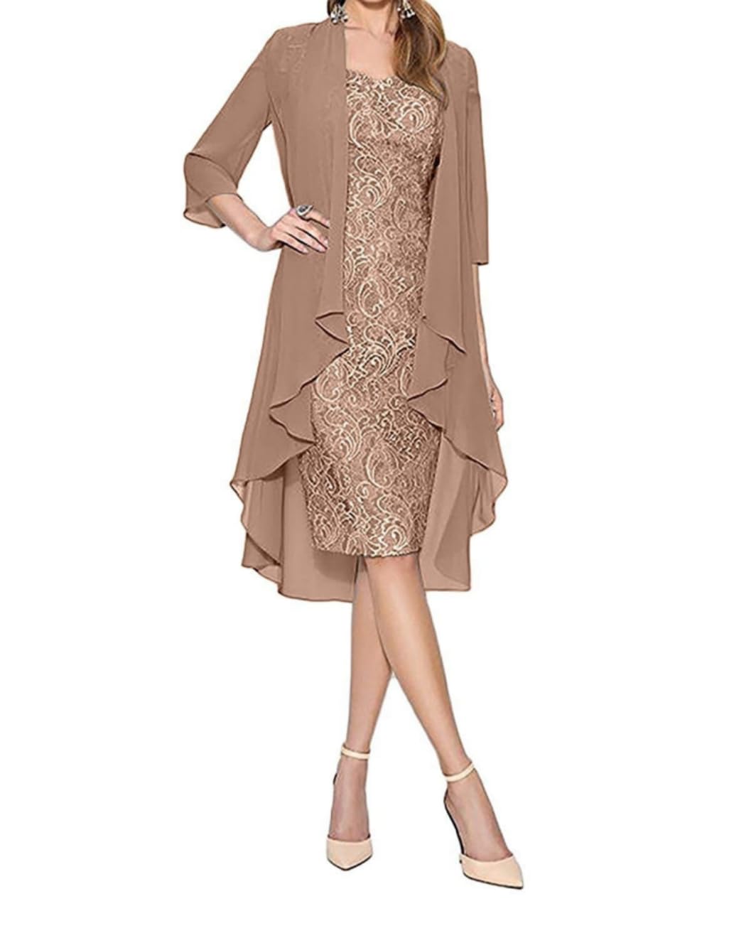 Elegant Mother of The Bride Dresses for Women - 2 Piece Set Sexy Long Sleeve Cocktail Dress for Wedding Guest, Party & Special Occasions | Perfect for Formal Events, Evening Galas & Holiday Celebrations