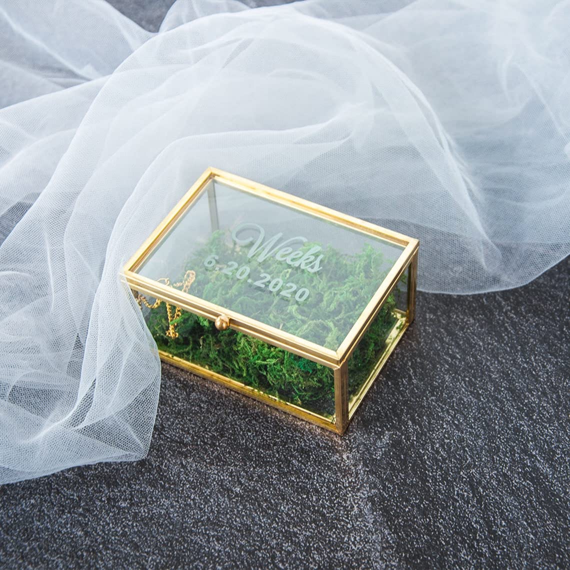 Vintage Glass Jewelry Box - Wedding Ring Organizer for Engagement & Ceremonies