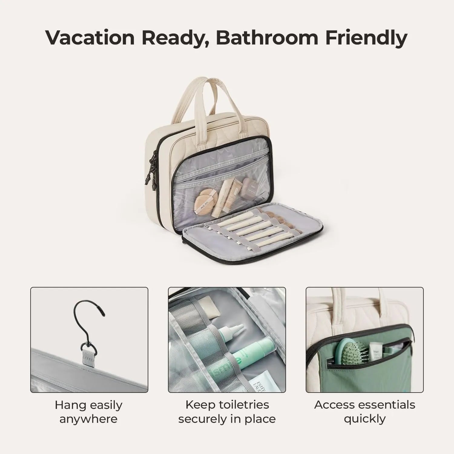 Paz Hanging Toiletry Bag for Travel - Waterproof Cosmetic Organizer with Multiple Pockets - Perfect for Bathroom, Camping & Gym Essentials Storage