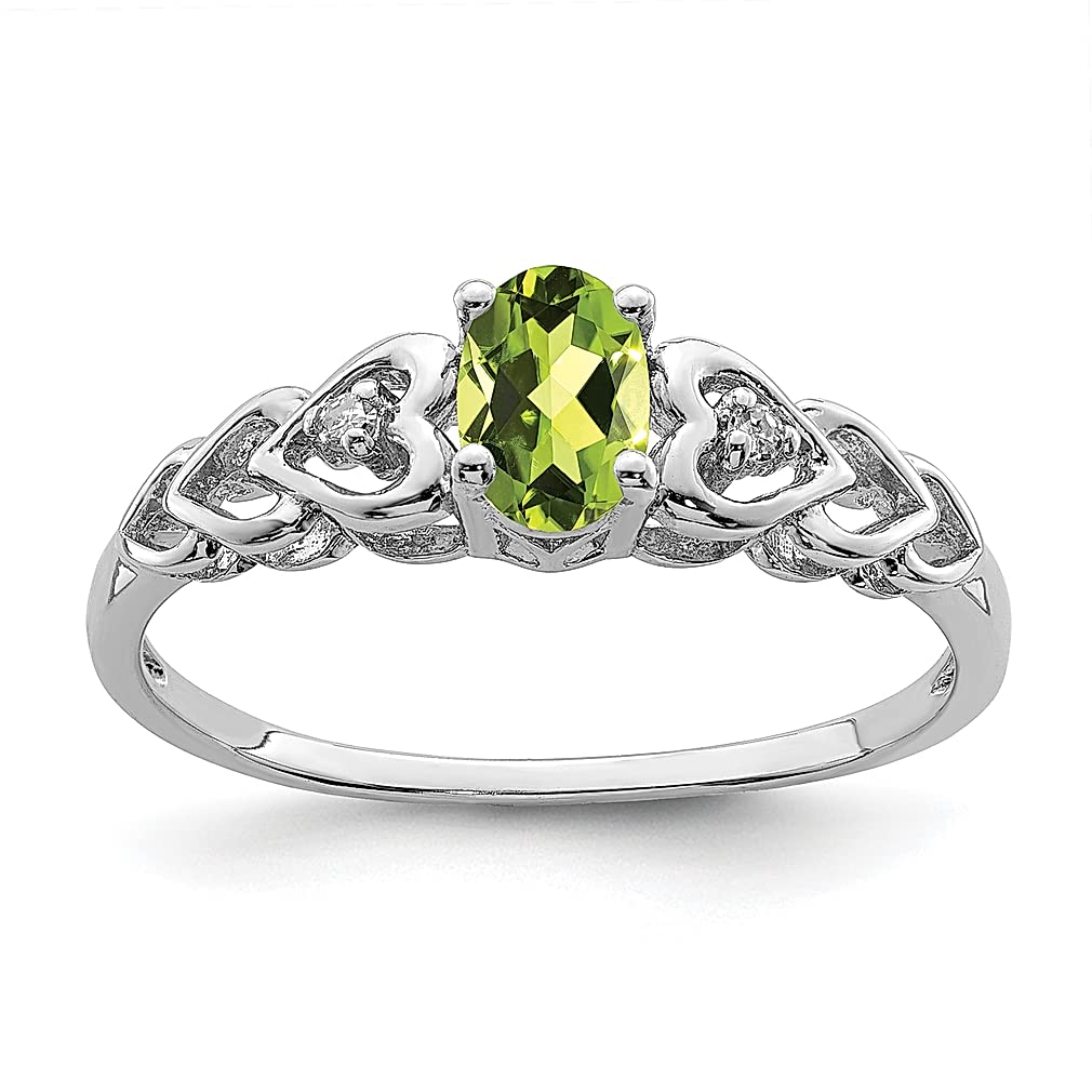 925 Sterling Silver Green Peridot & Diamond Band Ring - August Birthstone Jewelry for Women | Elegant Gemstone Gift for Her, Perfect for Anniversaries, Birthdays & Special Occasions