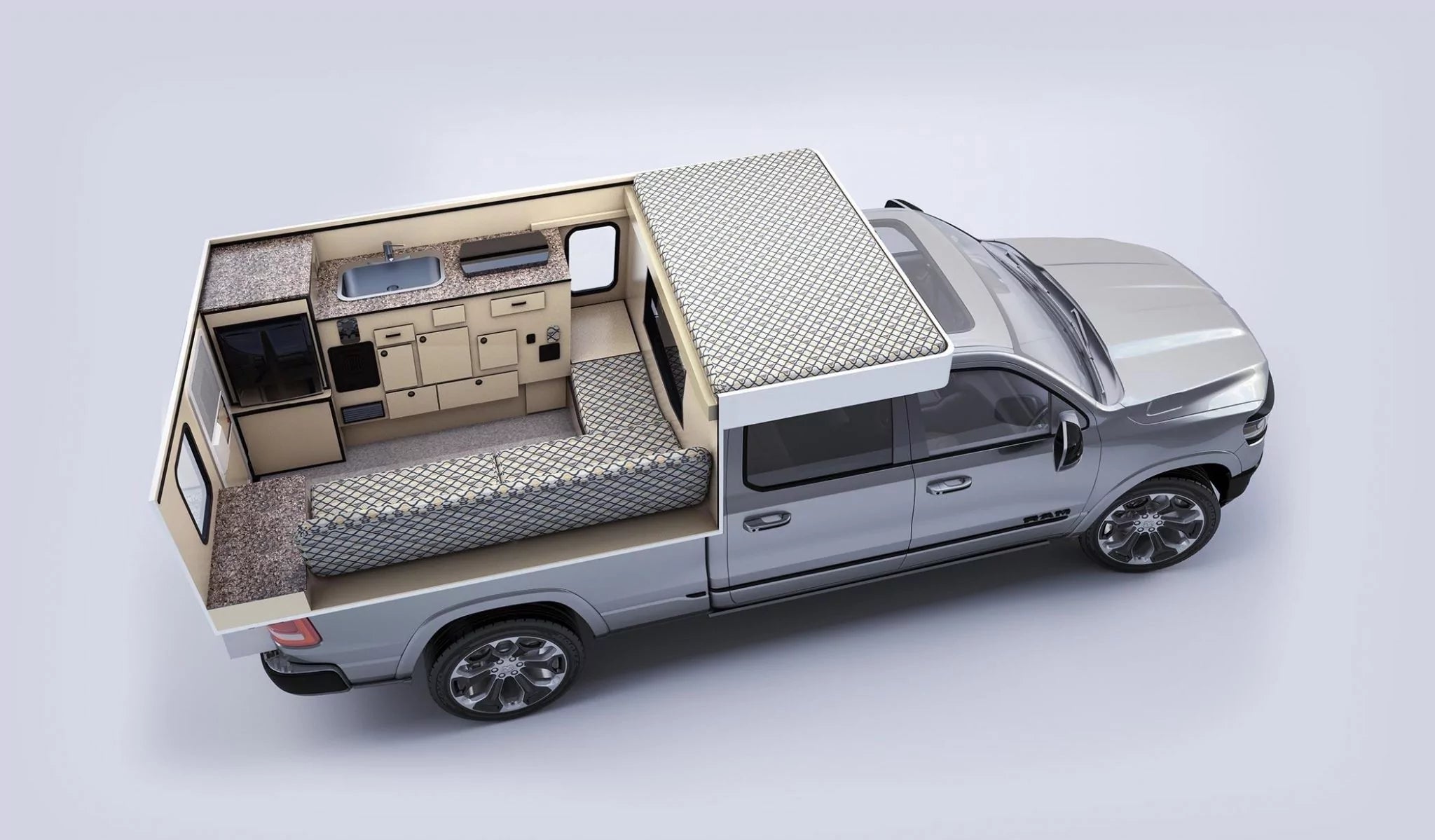 Grandby Rollover Couch Four Wheel Camper - Comfortable Convertible RV Furniture for Camping & Road Trips | Perfect for Small Spaces & Outdoor Adventures