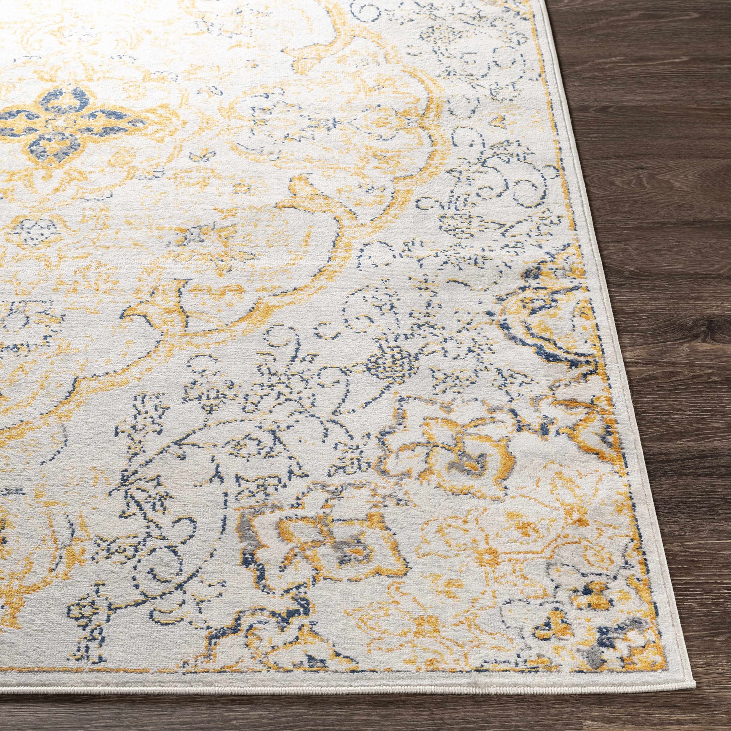Premium Hauteloom Mehoopany Area Rug for Living Room & Bedroom - Traditional Design in Orange, Gray, Beige - 6'7