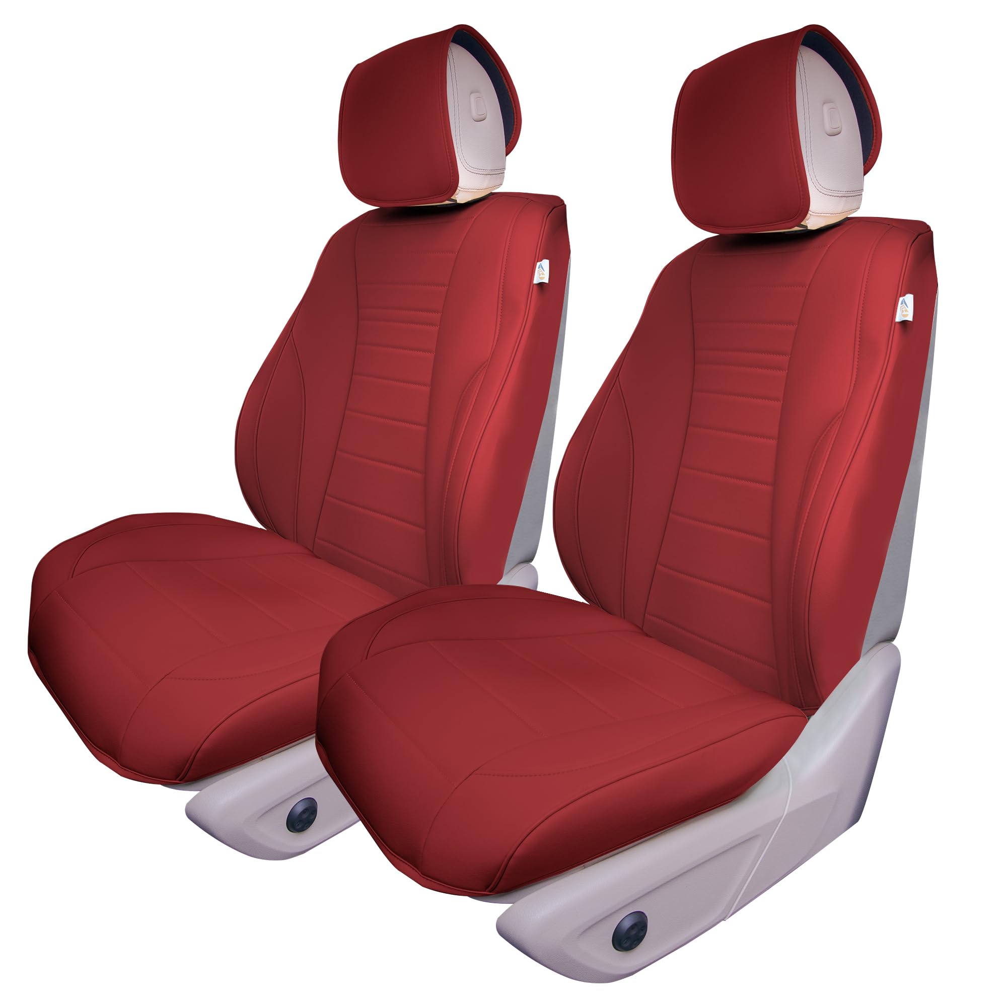 Premium TLH Grande70 Luxe Faux Leather Burgundy Car Seat Covers - 2 Pack Waterproof Universal Fit for Cars, Trucks & SUVs | Elegant Pattern | Comfort & Protection for Daily Commute, Road Trips & Family Travel