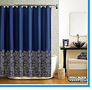 Premium Navy Blue Fabric Shower Curtain - Waterproof & Mold Resistant Bathroom Decor for Modern Homes - Perfect for Bathrooms, Dorms, and Apartments