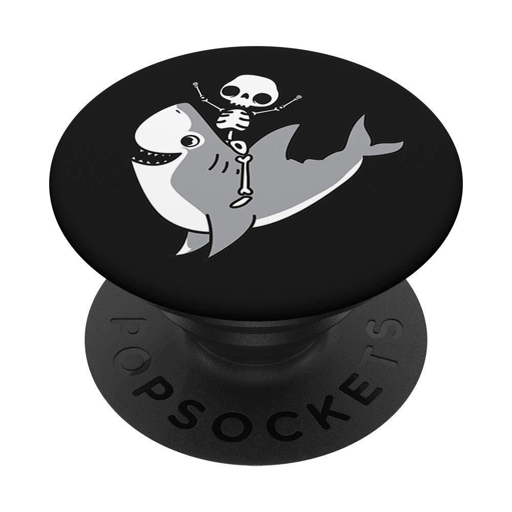 Funny Skeleton Riding Shark Halloween Costume Gift - Swappable PopSockets PopGrip for Phones & Tablets - Perfect for Halloween Parties, Cosplay & Phone Accessories