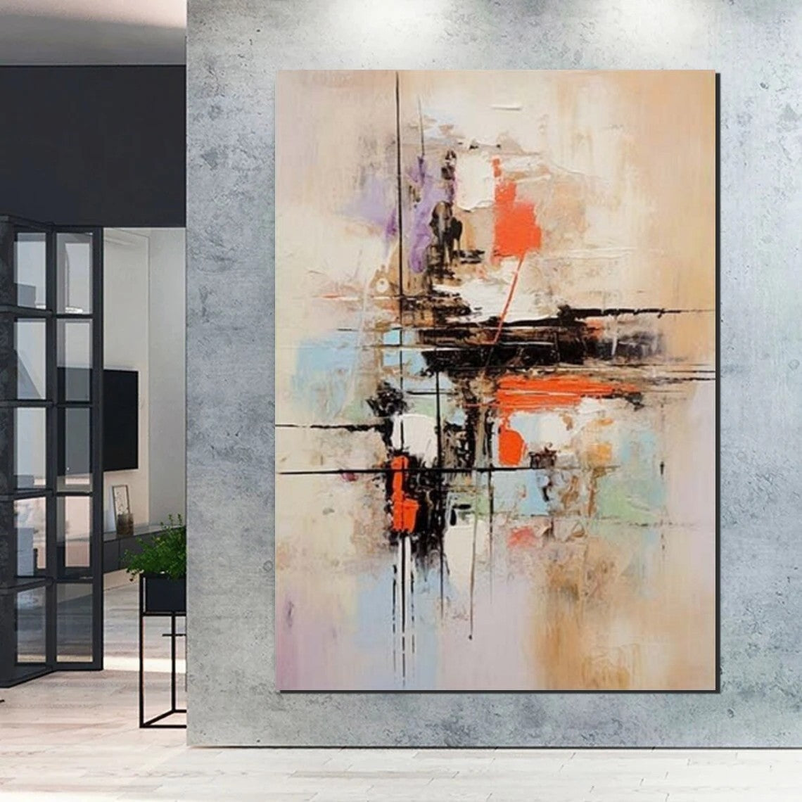 Large Acrylic Canvas Paintings - Modern Abstract Wall Art with Heavy Texture | Bedroom Decor & Living Room Wall Decor Ideas | Simple Contemporary Home Artwork