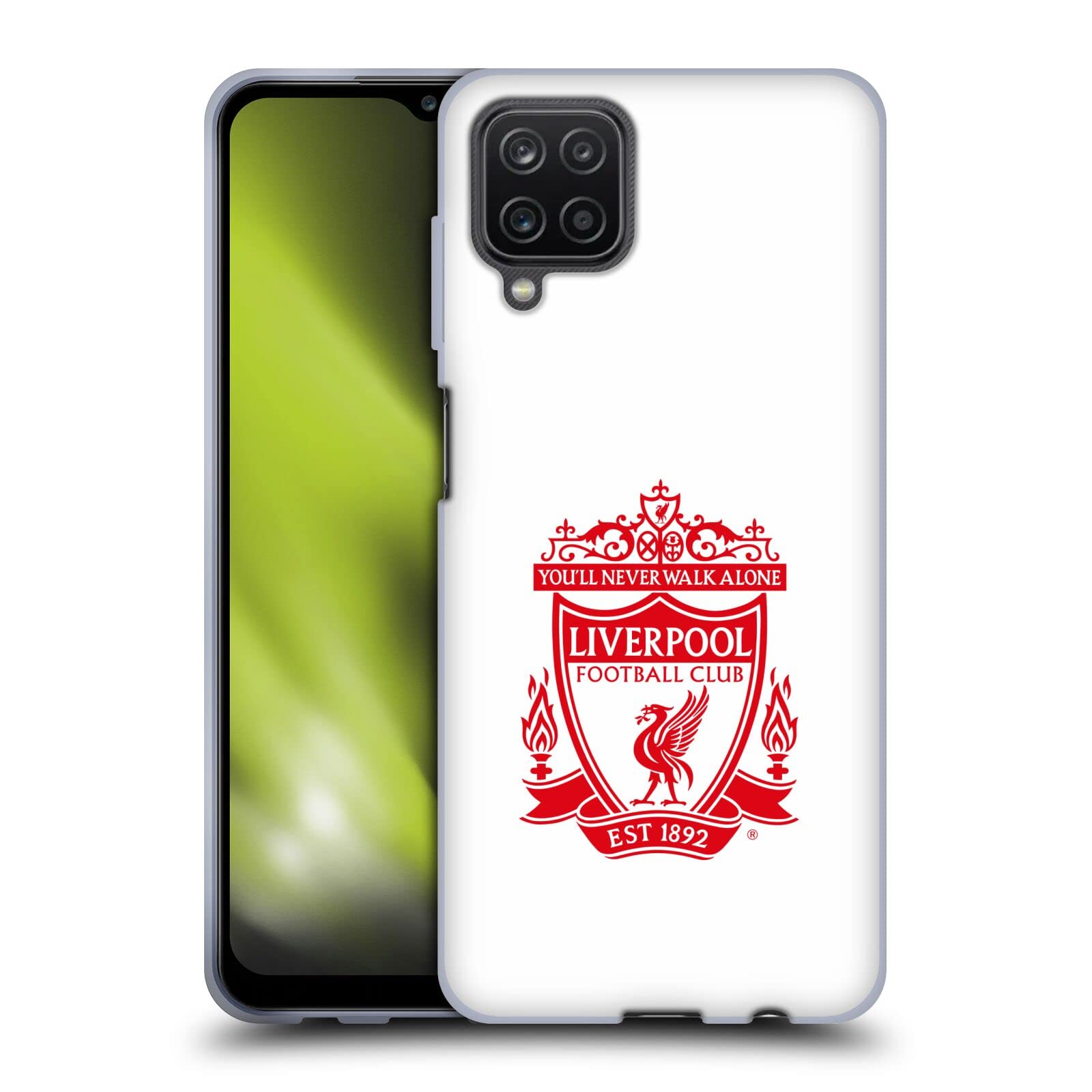 Head Case Designs Officially Licensed Liverpool FC White 2 Crest 1 Soft Gel Phone Case for Samsung Galaxy A12 (2020) - Perfect for Matchdays & Daily Use