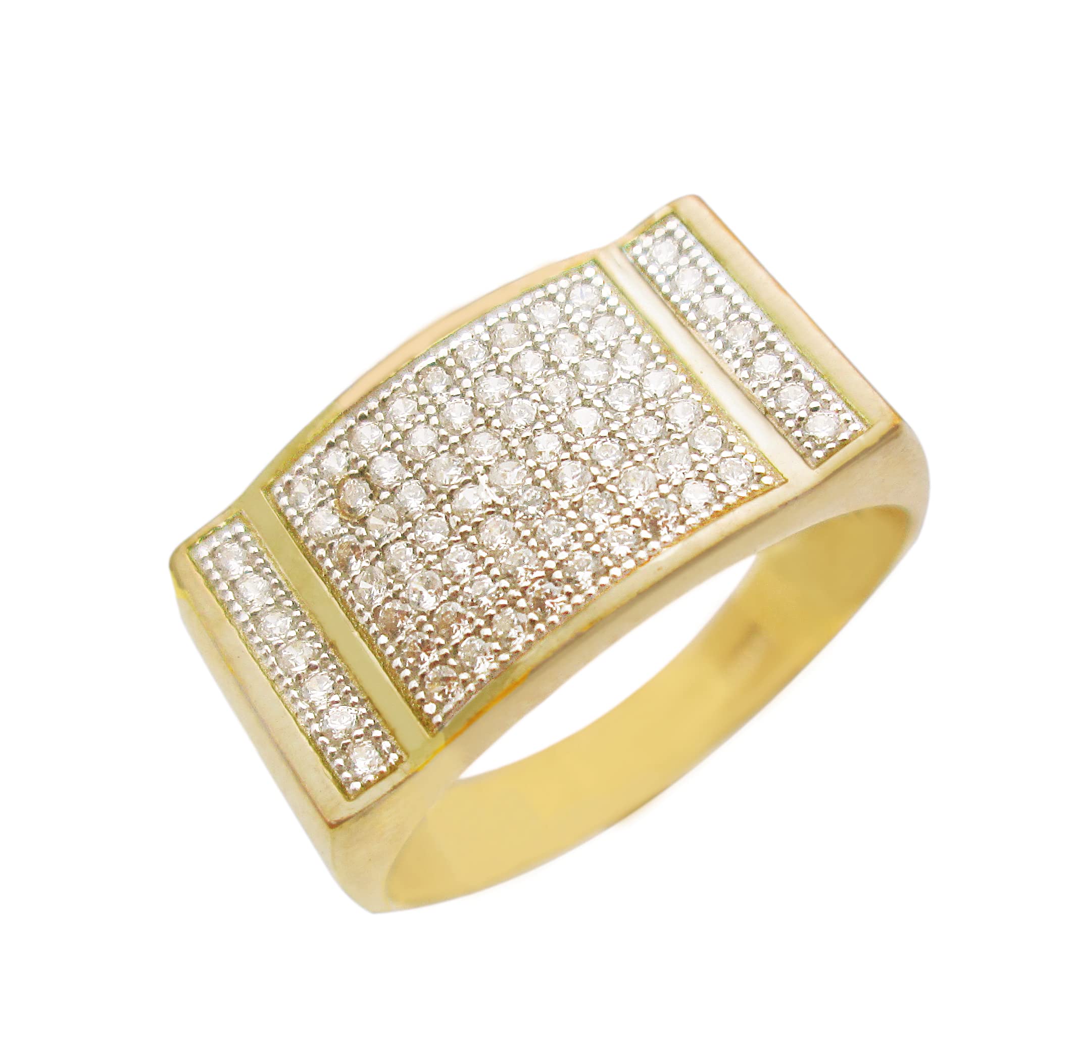 10K Yellow Gold Men's CZ Ring with Micro Pave Setting - Elegant Wedding Band, Anniversary Gift, or Everyday Fashion Jewelry for Him