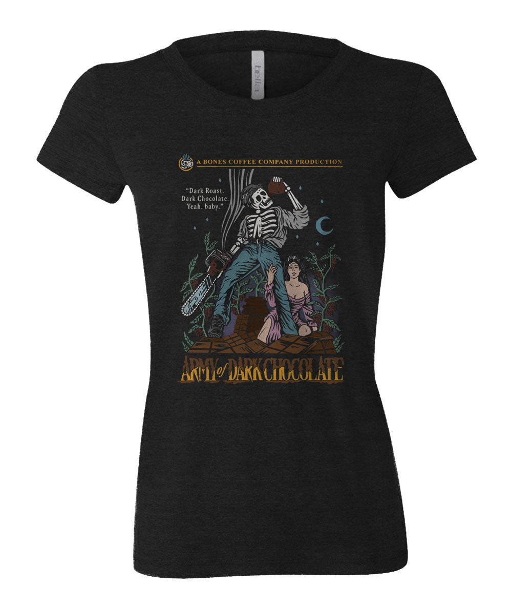 Army of Dark Chocolate T-Shirt - Vintage Horror Movie Graphic Tee for Men & Women - Perfect for Halloween, Cosplay, and Horror Fans