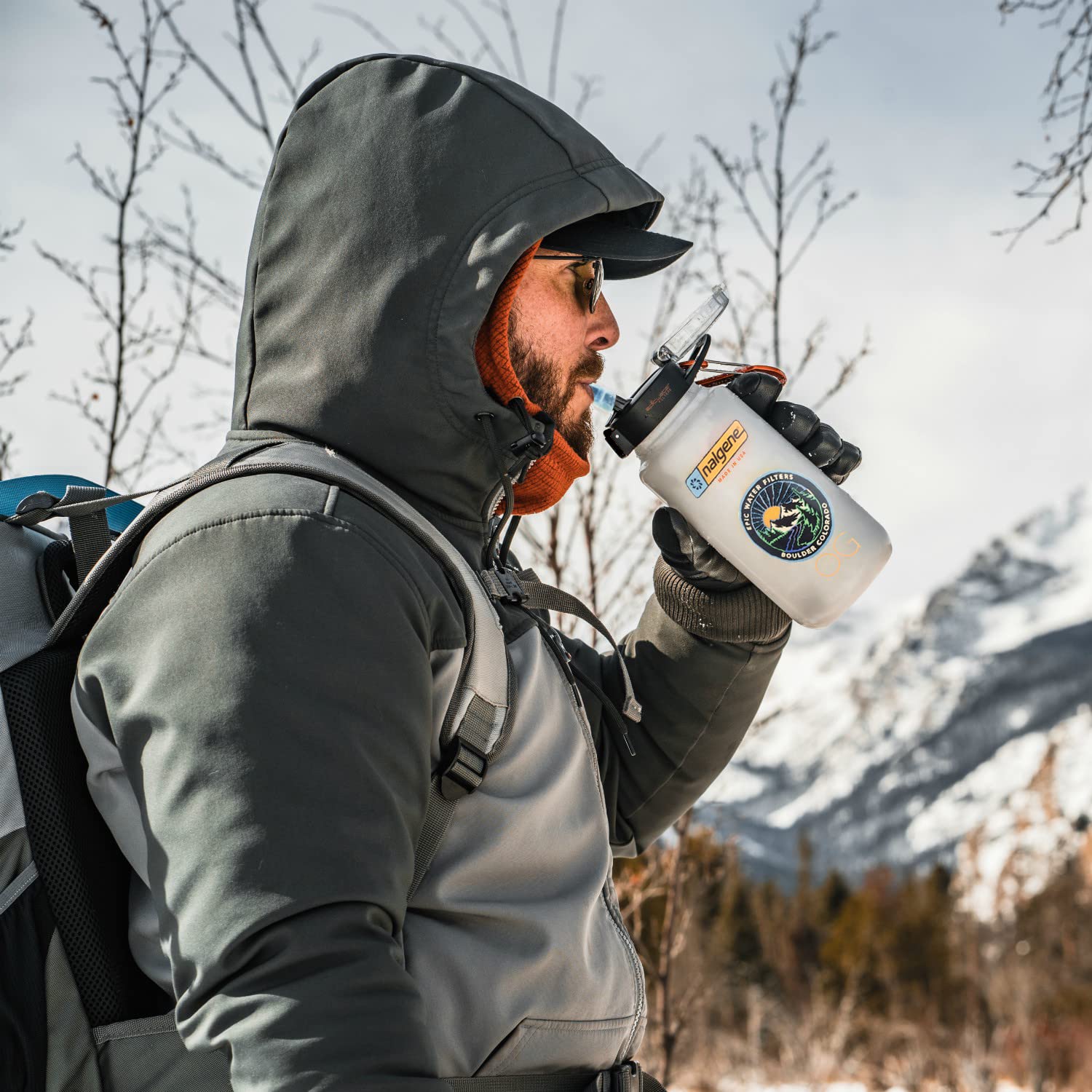 Epic Water Filters Nalgene Ultimate Outdoor Travel OG Water Bottle with Built-in Filter - BPA Free, Leakproof & Durable for Hiking, Camping & Everyday Use